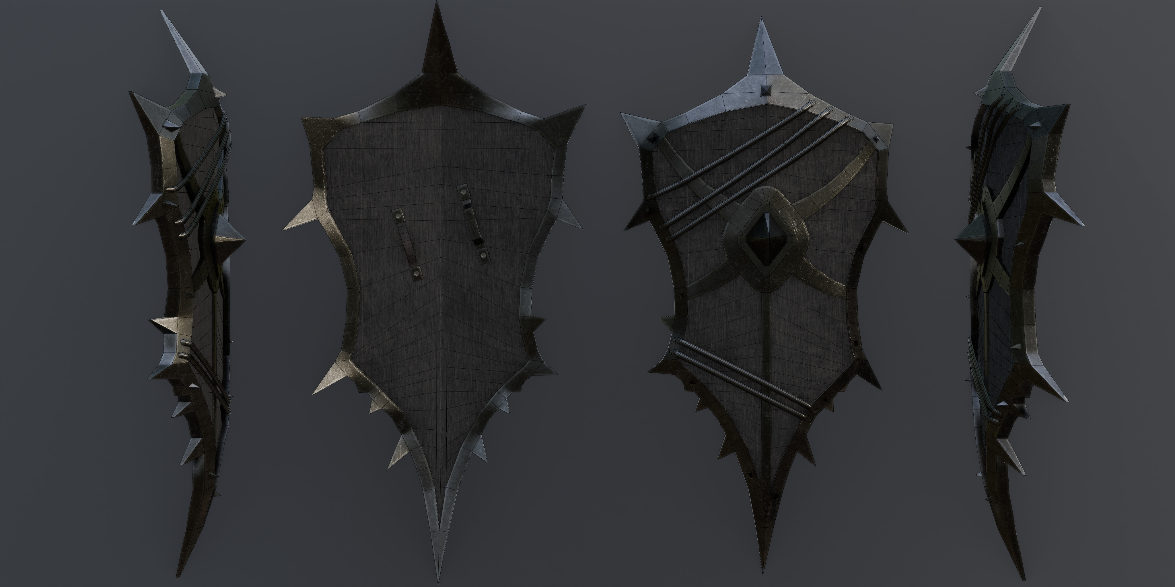Shield with 4 different textures Low-poly 3D model_27