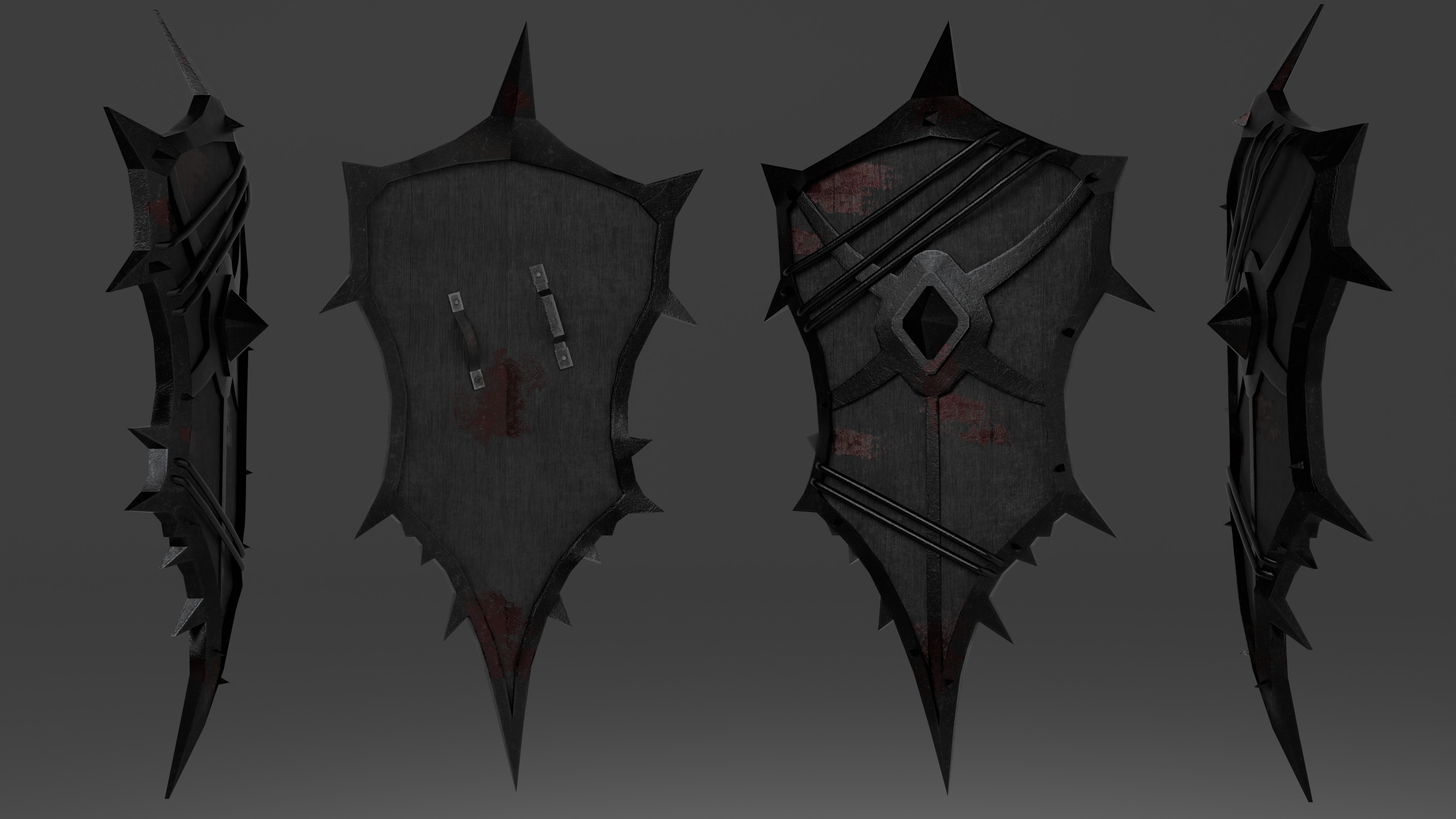 Shield with 4 different textures Low-poly 3D model_5