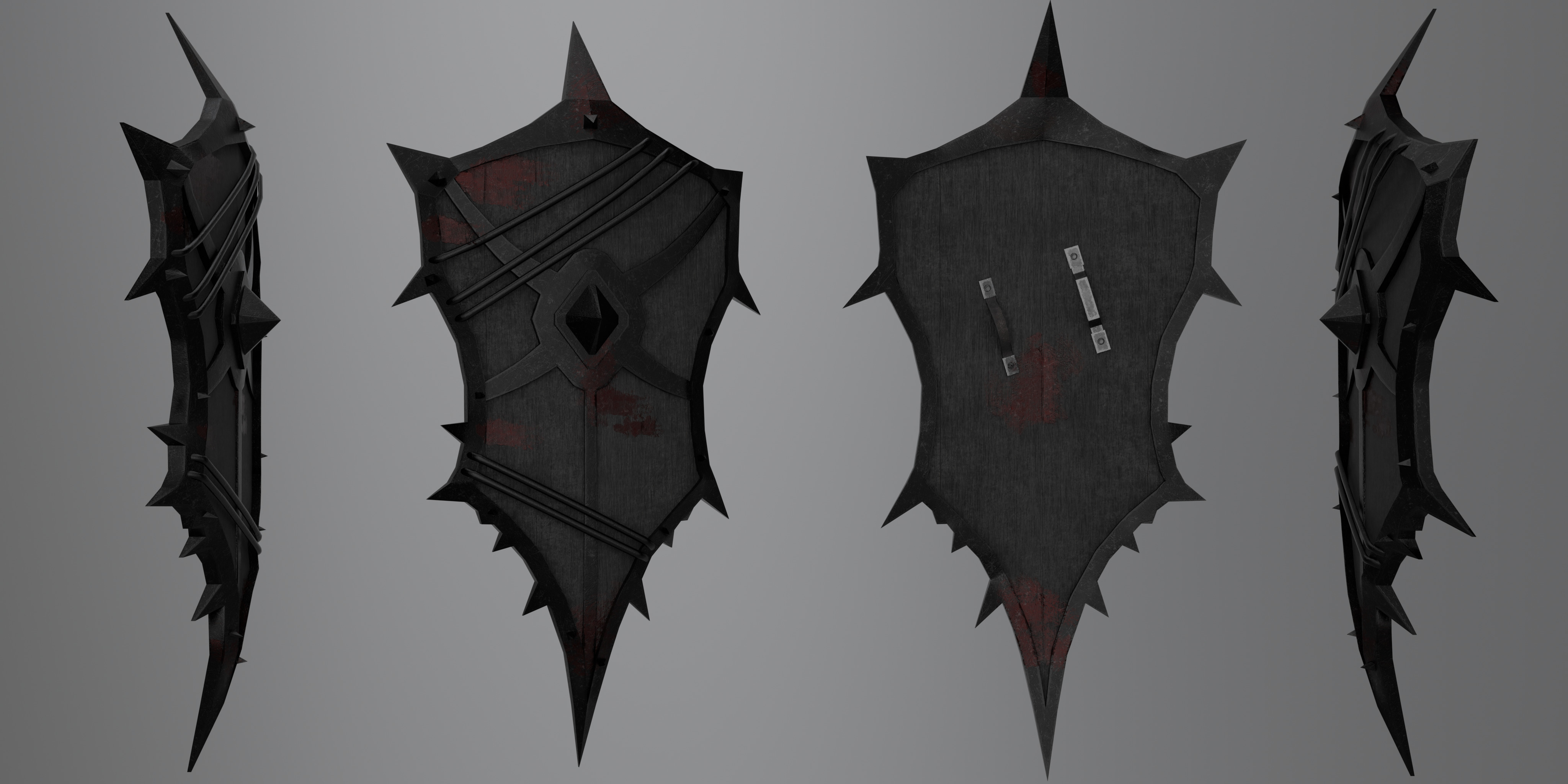 Shield with 4 different textures Low-poly 3D model_15