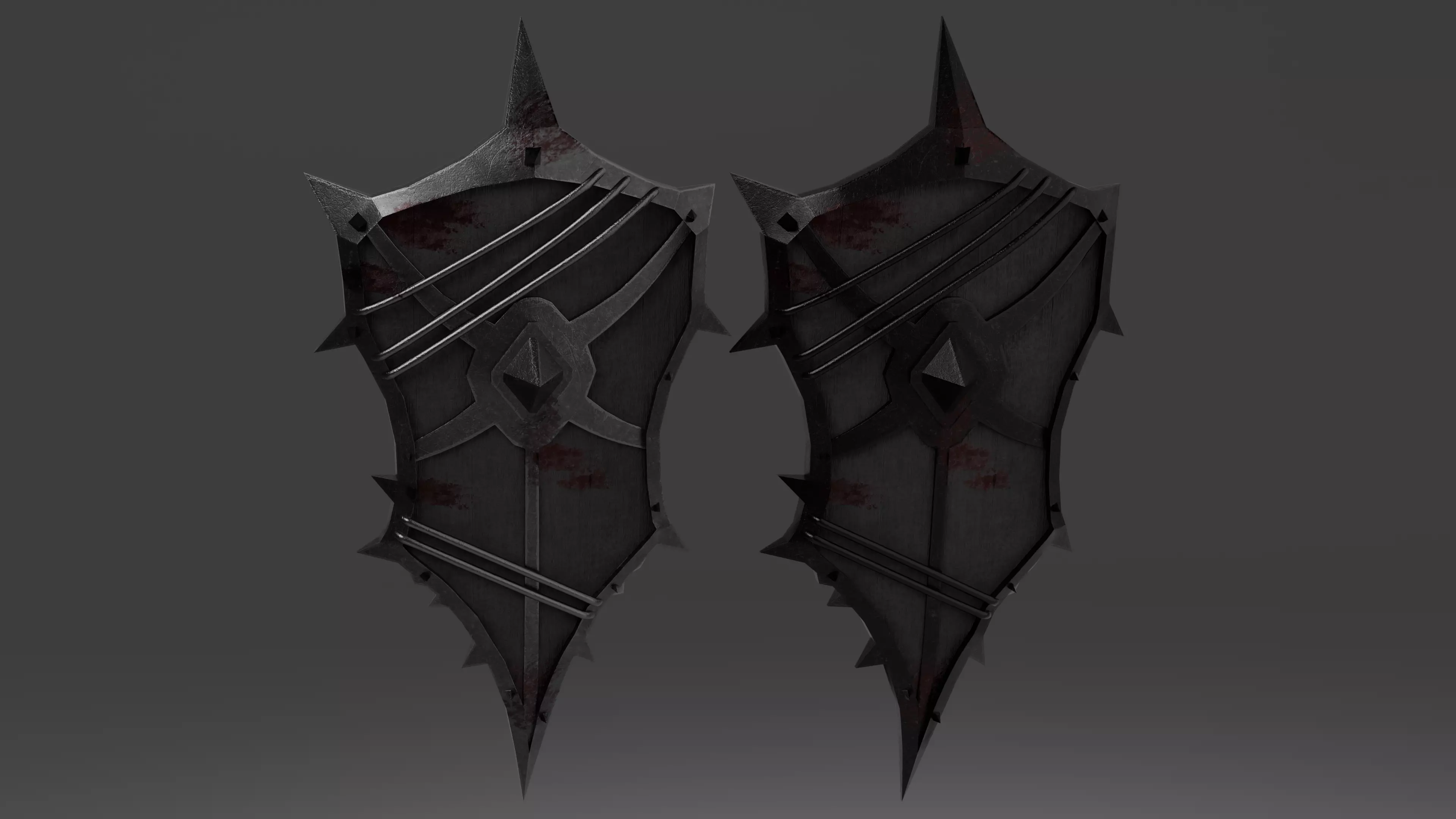 Shield with 4 different textures Low-poly 3D model_0