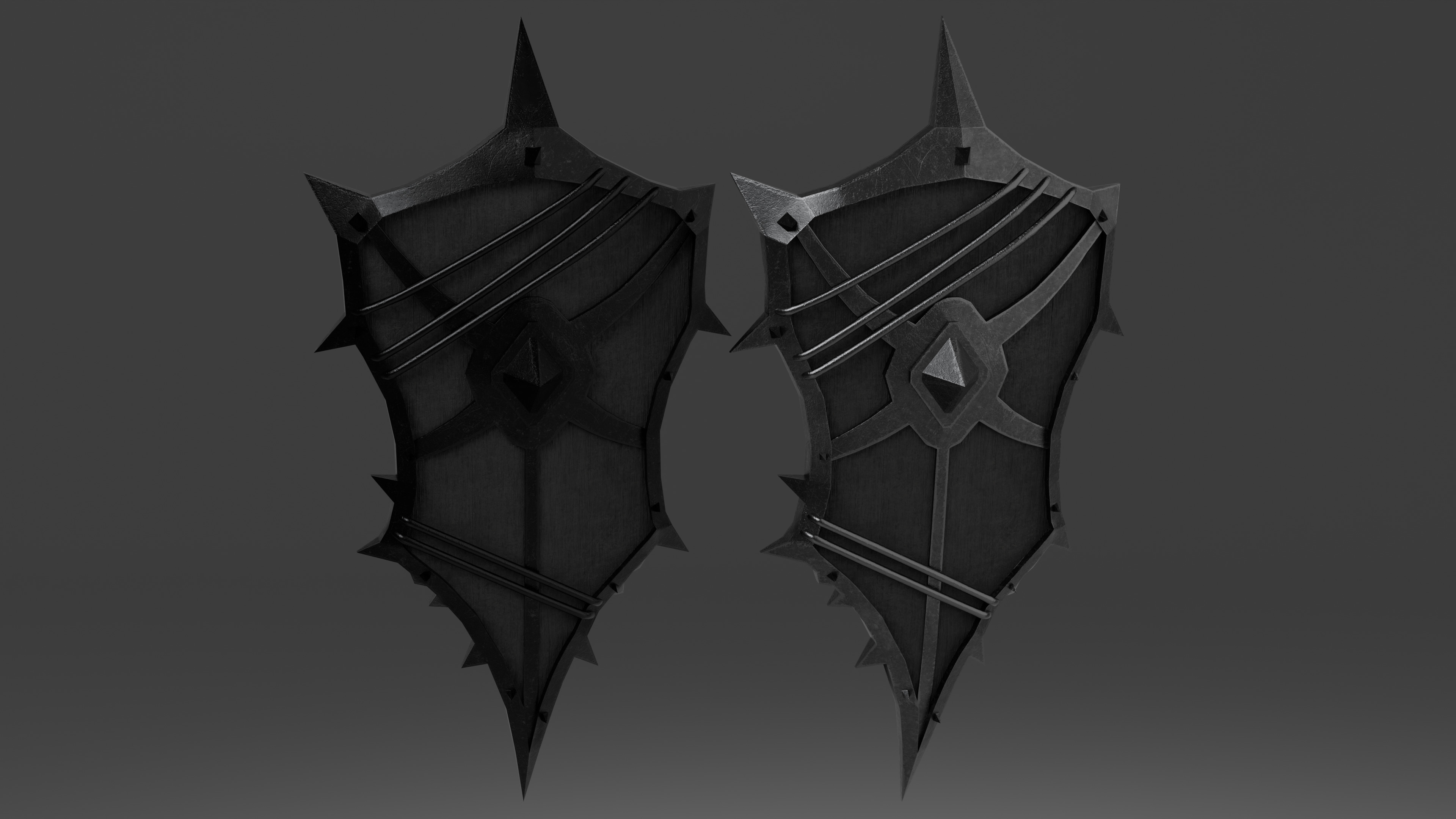 Shield with 4 different textures Low-poly 3D model_2