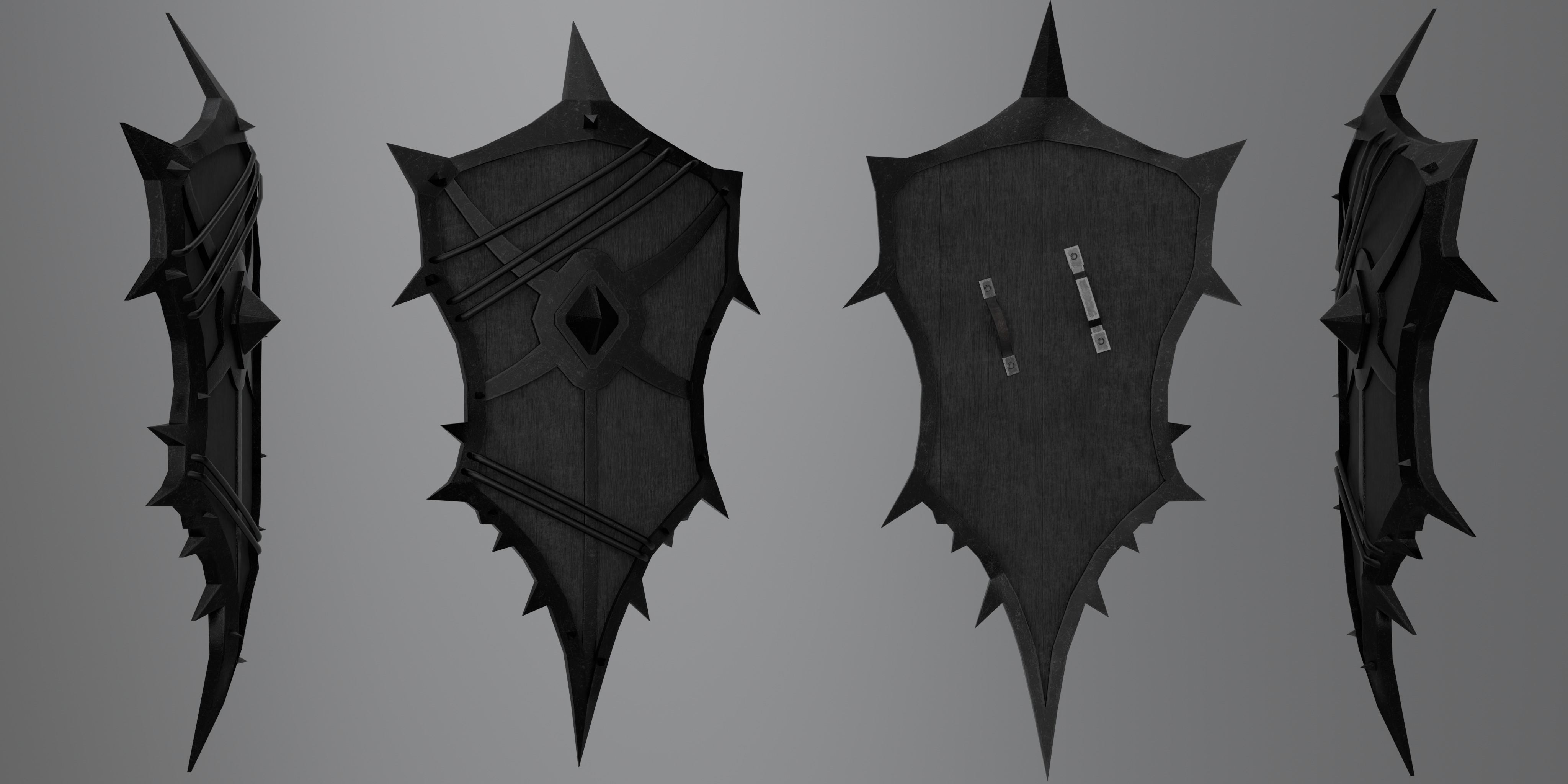 Shield with 4 different textures Low-poly 3D model_14