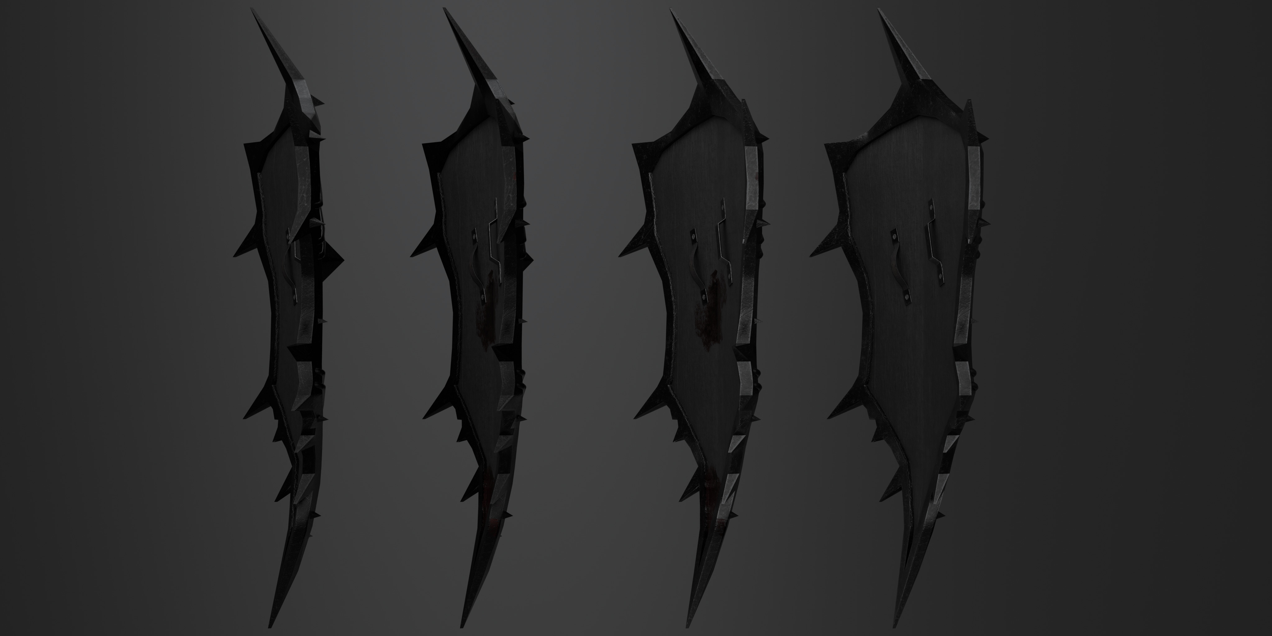 Shield with 4 different textures Low-poly 3D model_13