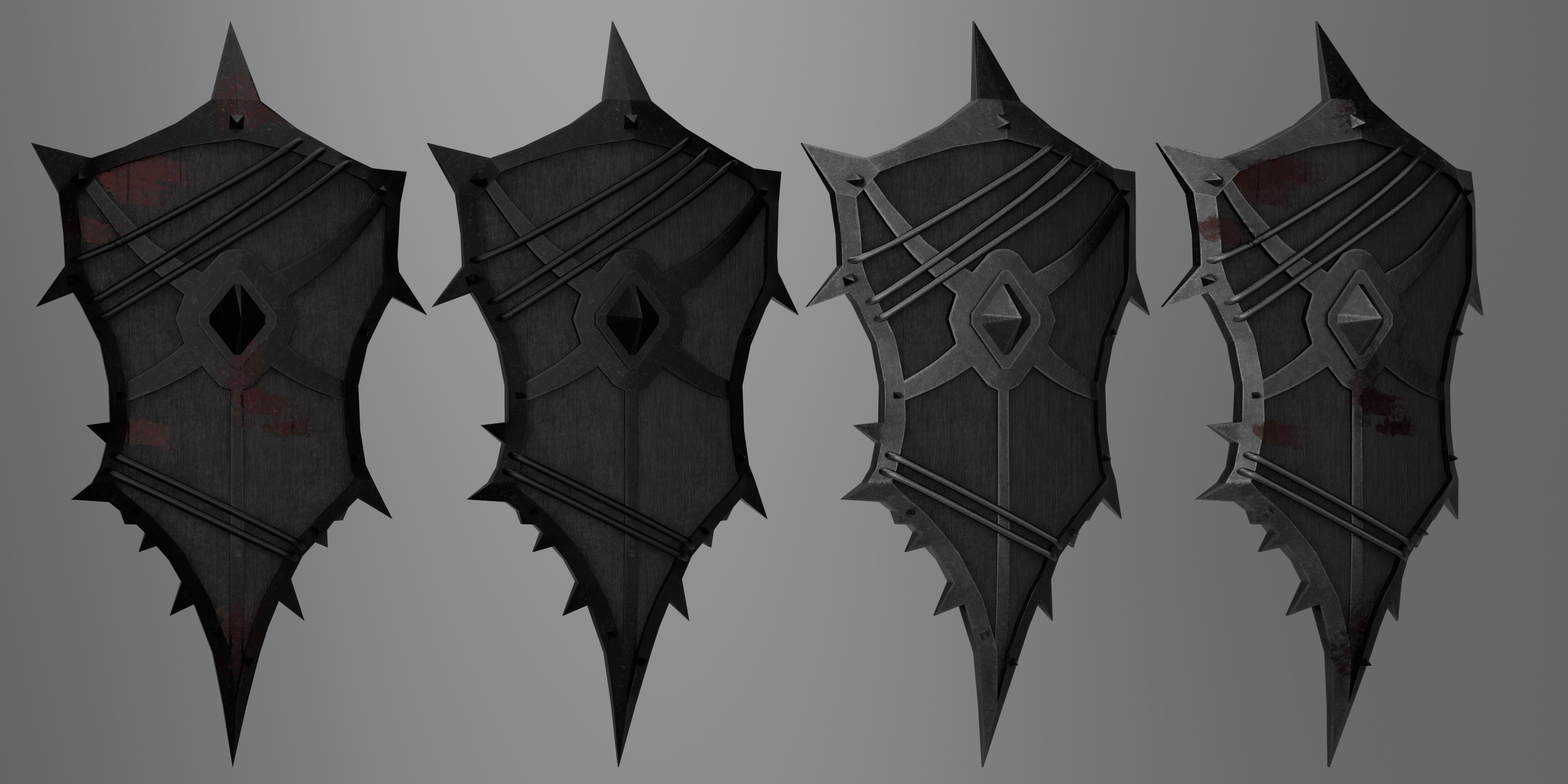 Shield with 4 different textures Low-poly 3D model_8