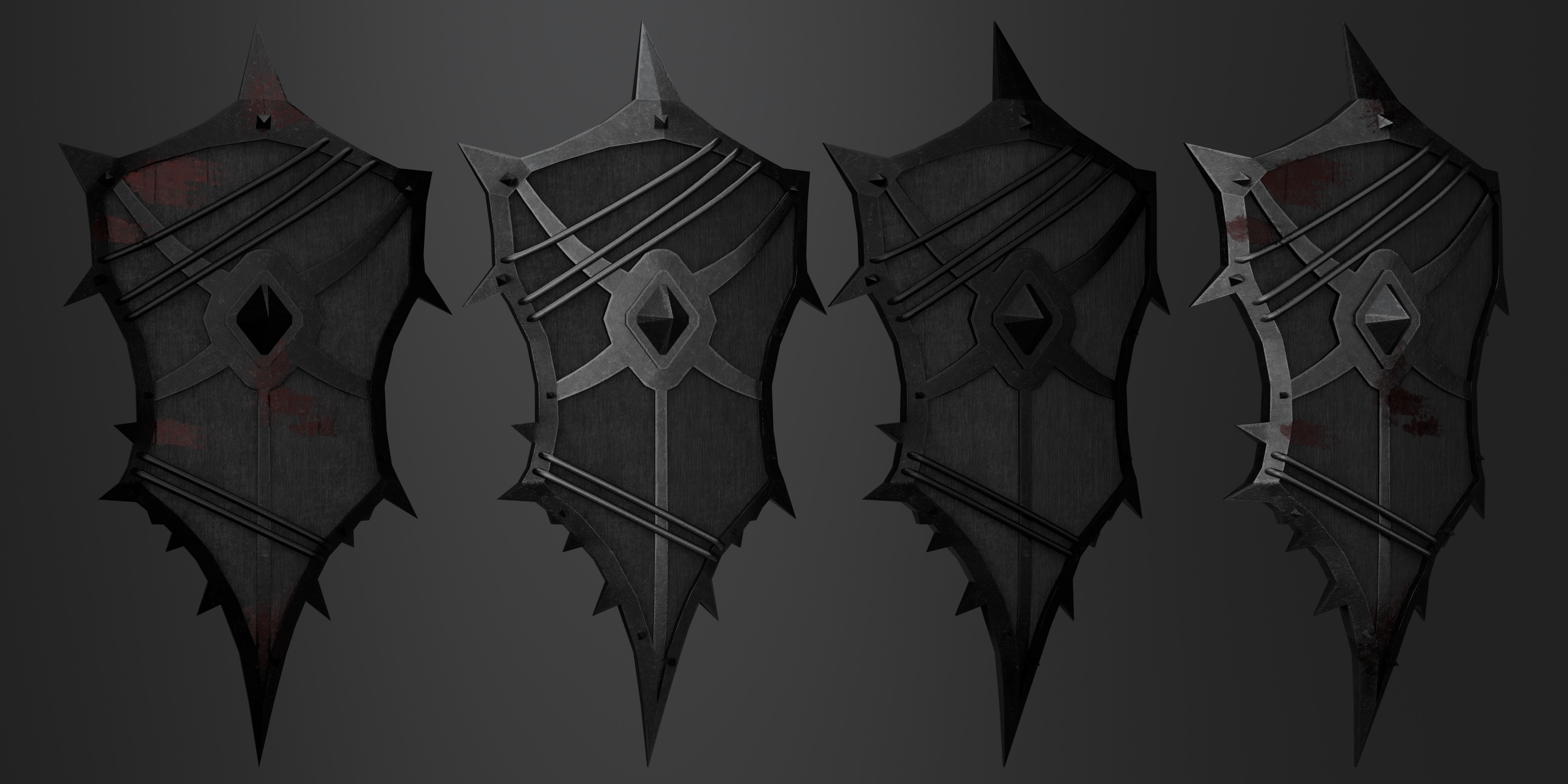 Shield with 4 different textures Low-poly 3D model_9