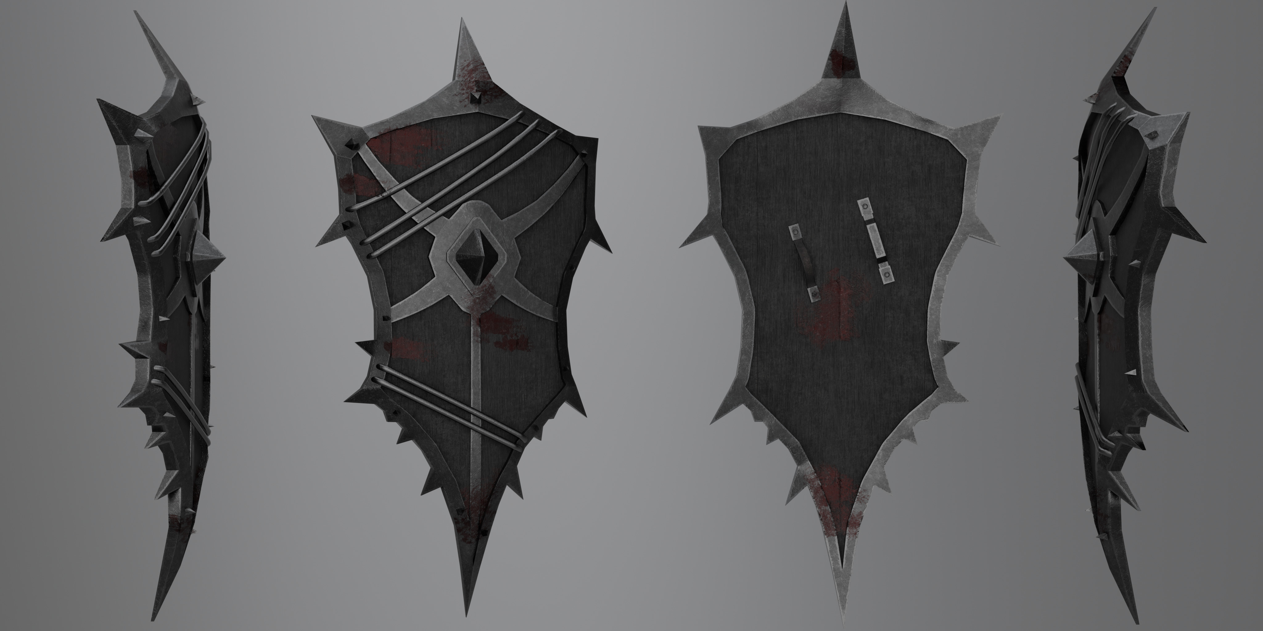 Shield with 4 different textures Low-poly 3D model_17