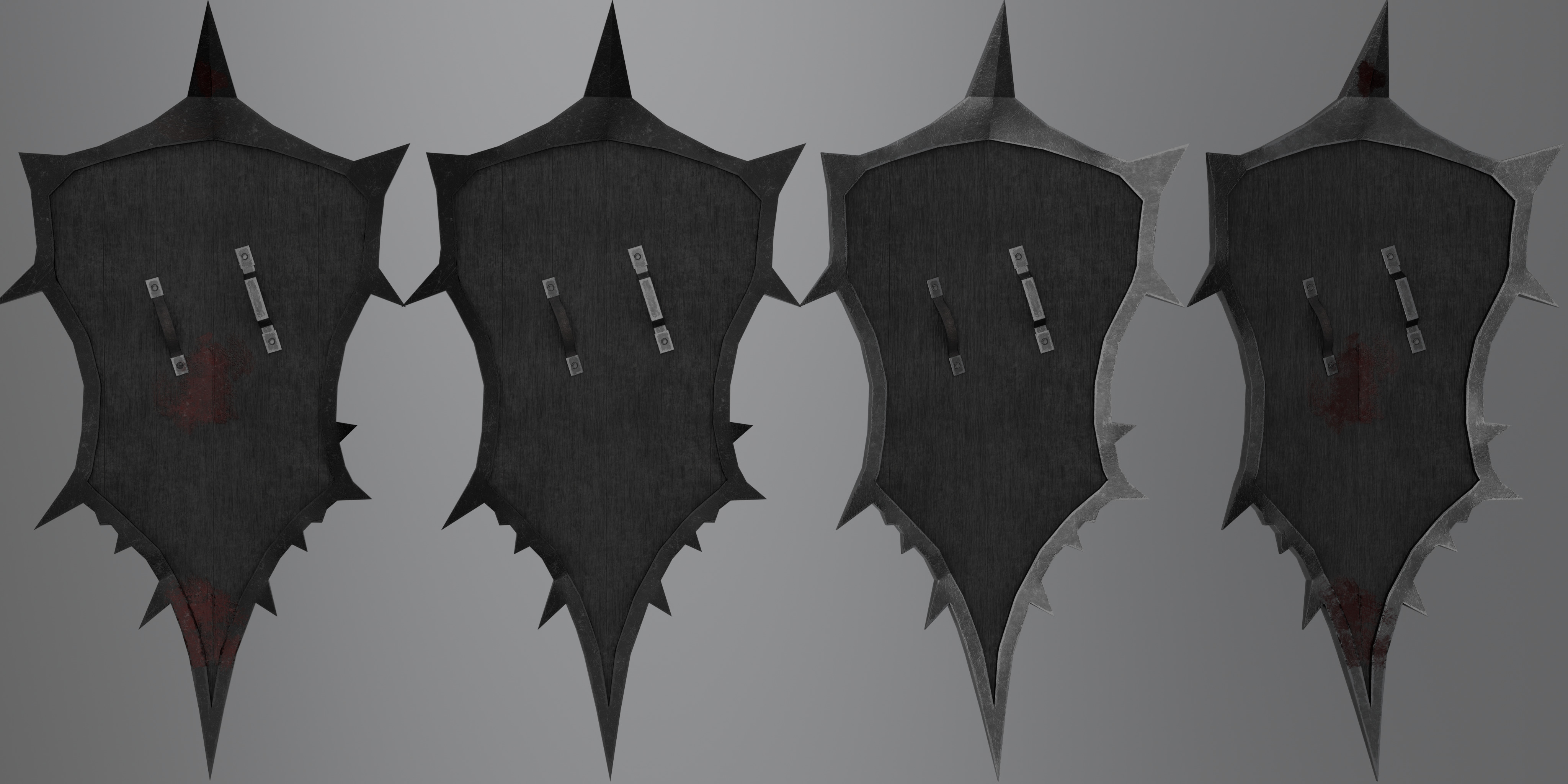 Shield with 4 different textures Low-poly 3D model_10