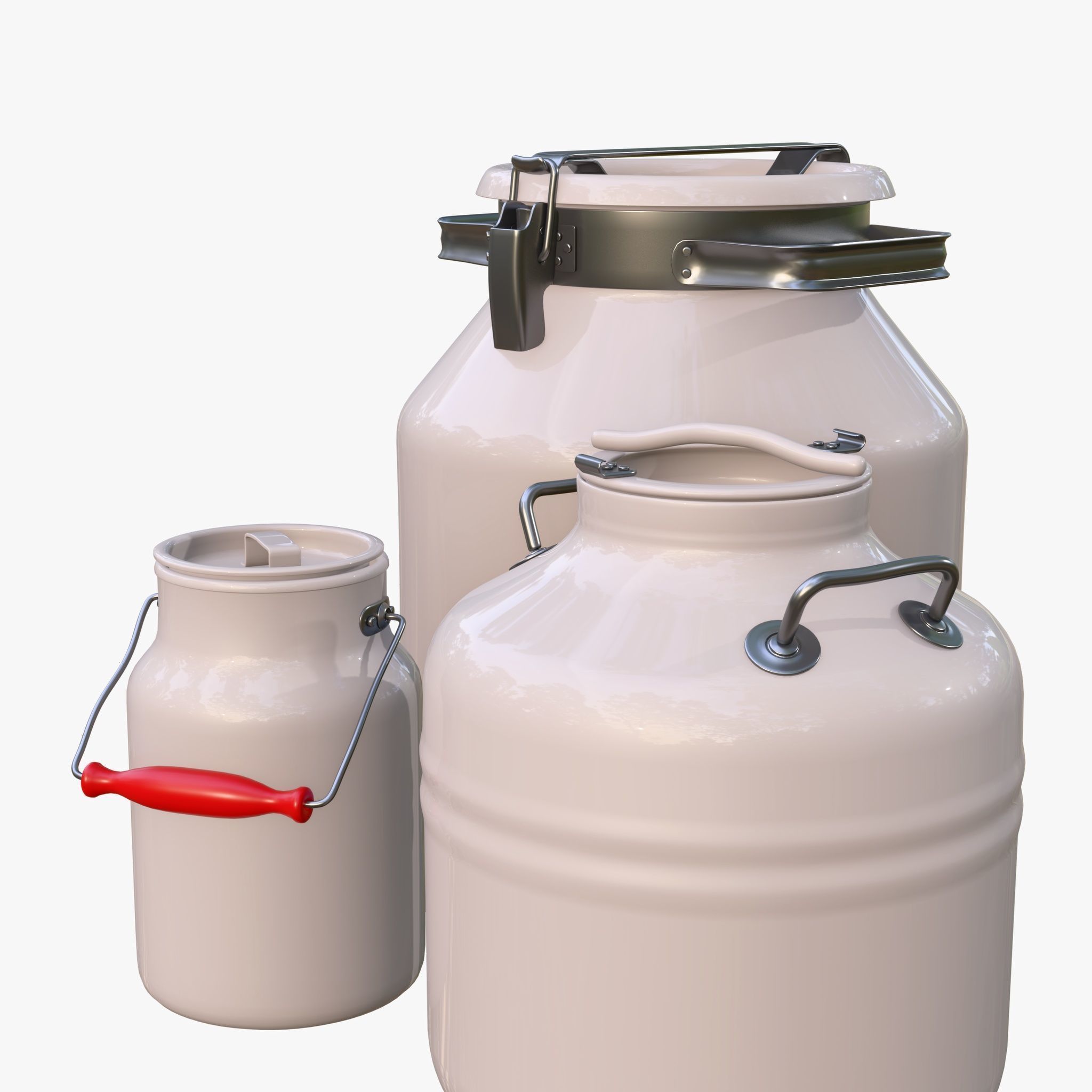 Milk Cans and Canister Set M1 3D model_5