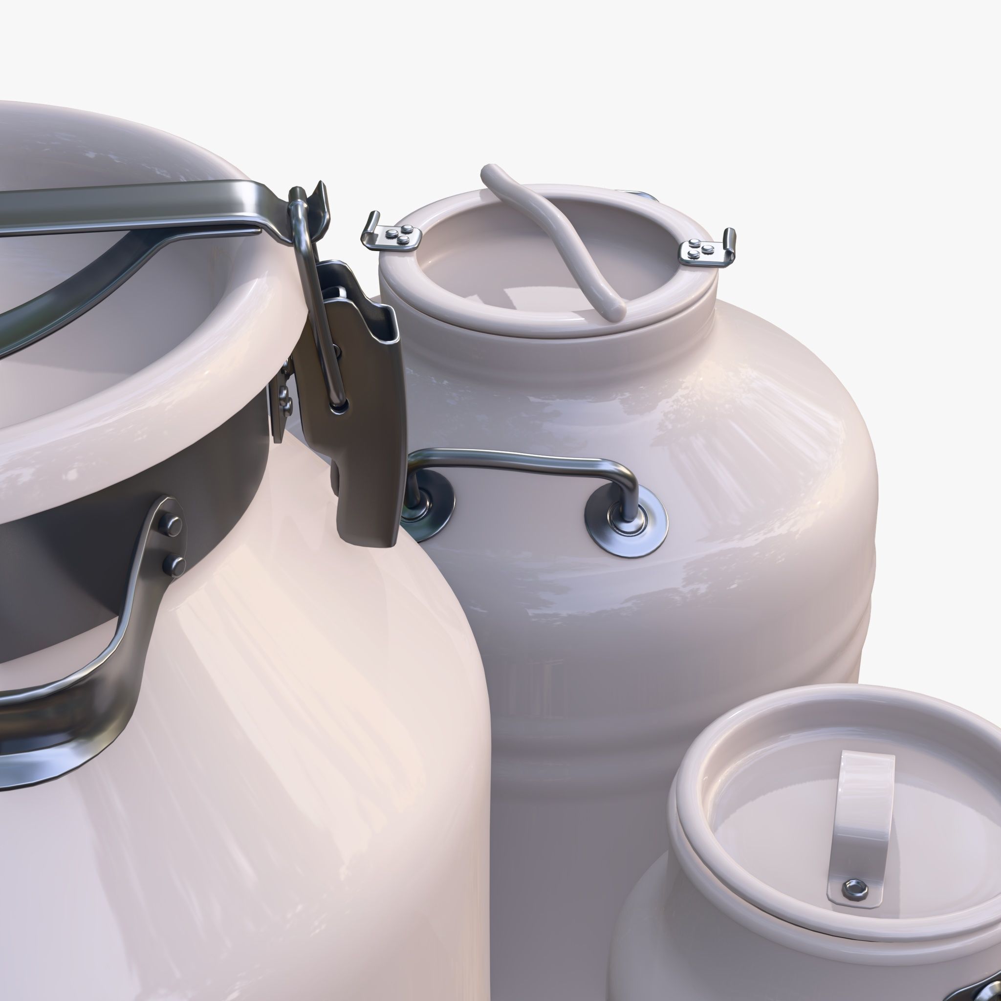 Milk Cans and Canister Set M1 3D model_4