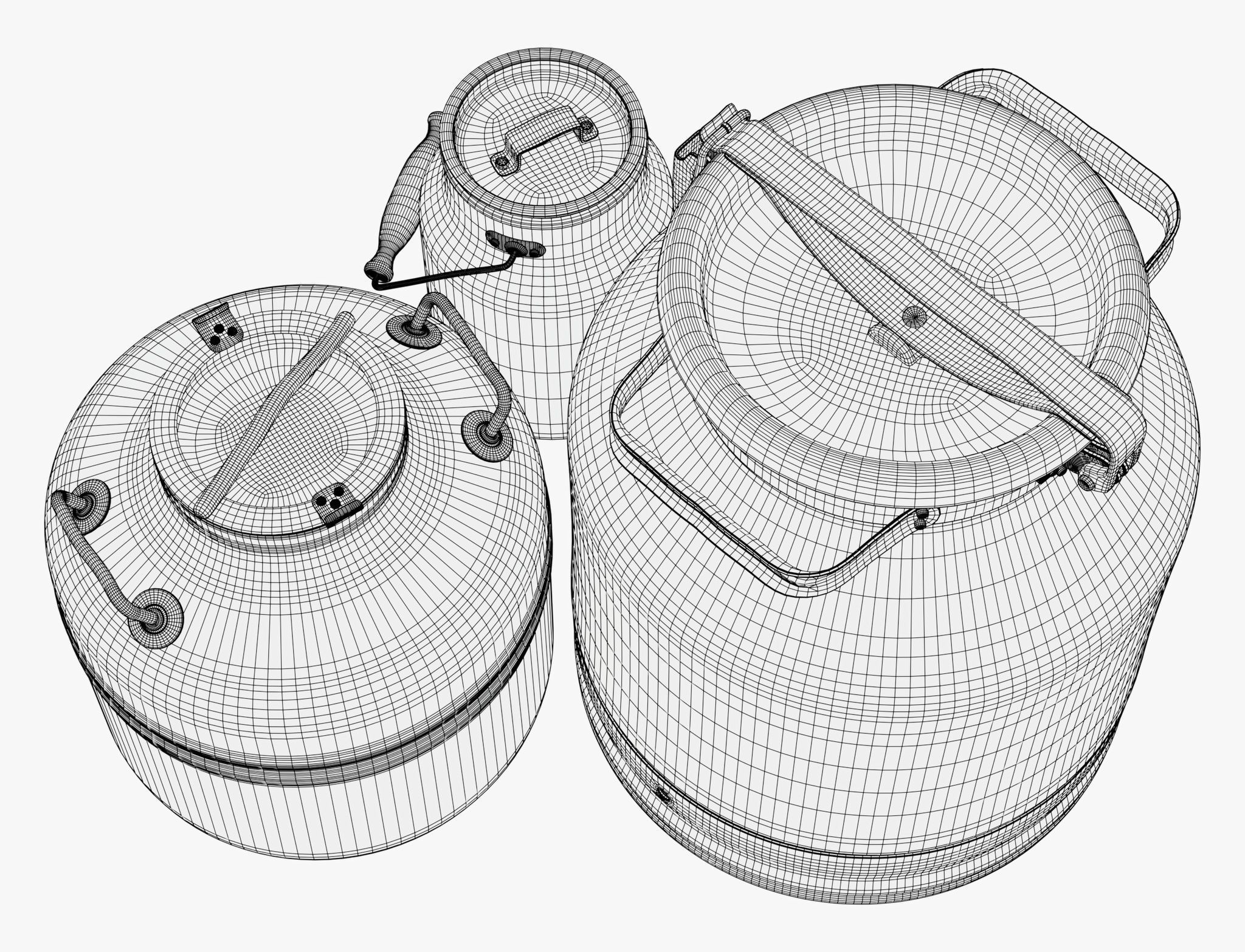 Milk Cans and Canister Set M1 3D model_9