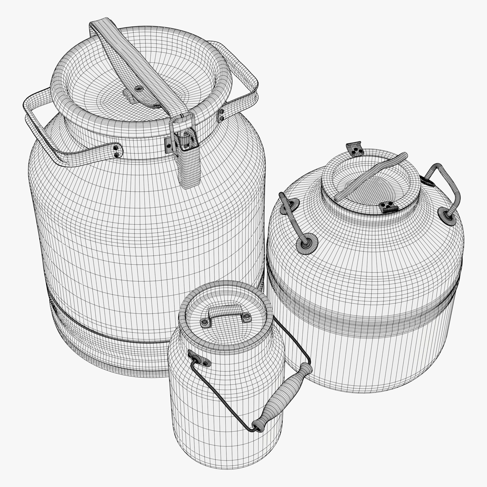 Milk Cans and Canister Set M1 3D model_6