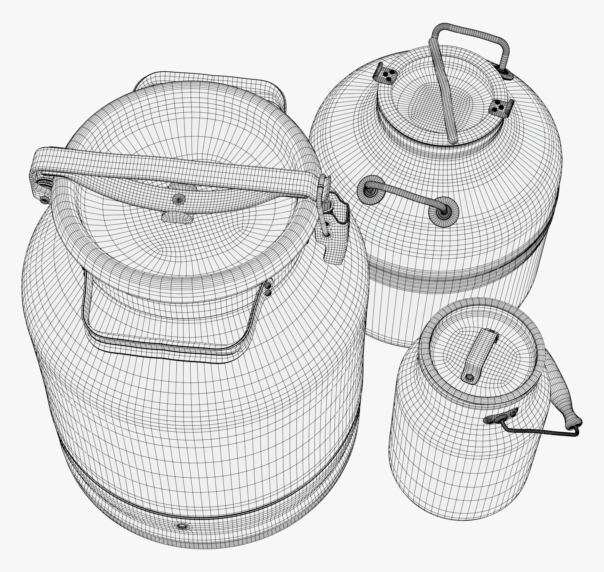 Milk Cans and Canister Set M1 3D model_7