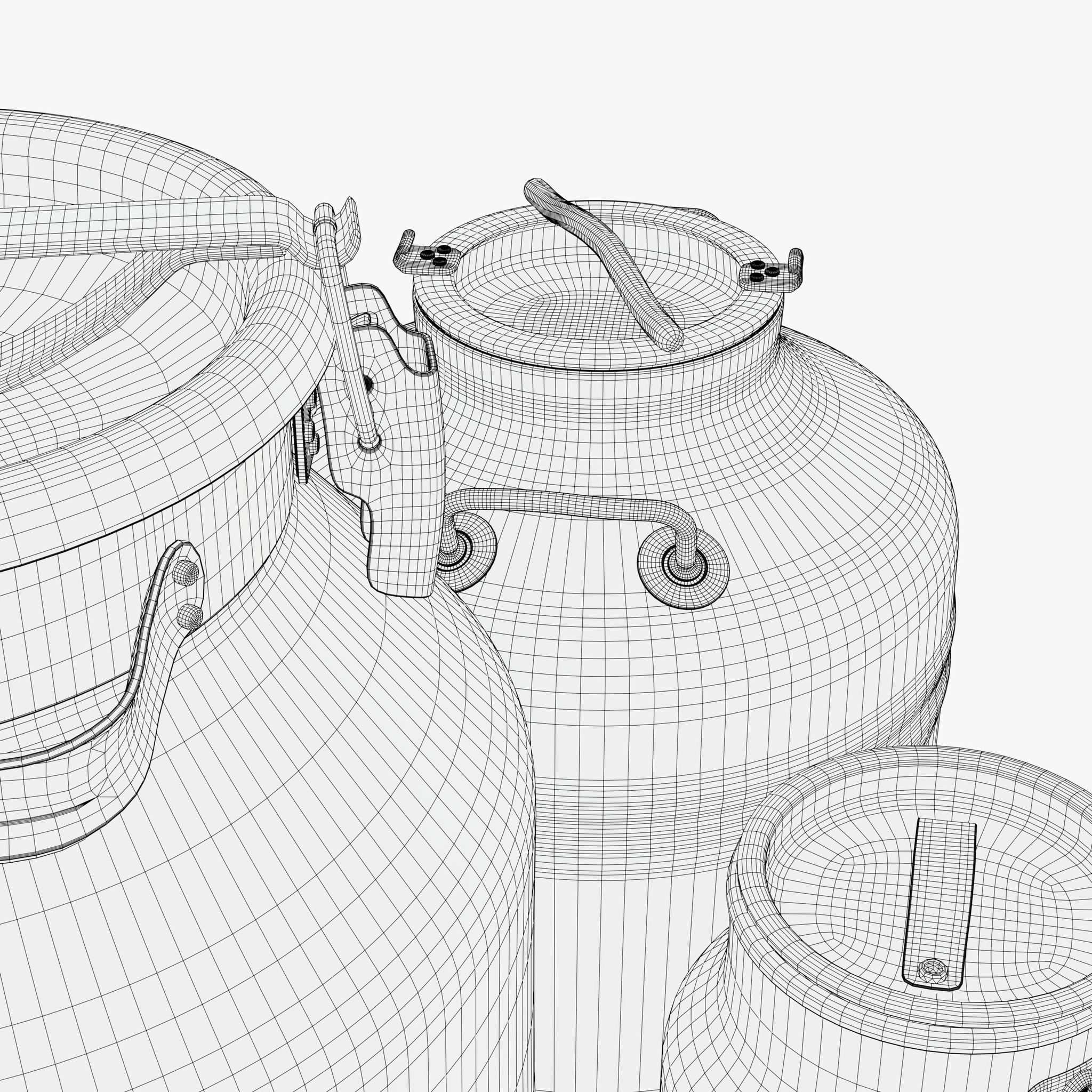 Milk Cans and Canister Set M1 3D model_10