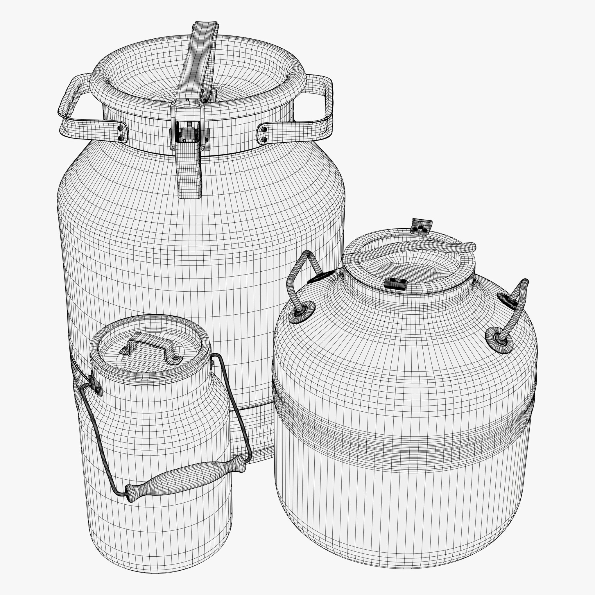 Milk Cans and Canister Set M1 3D model_8