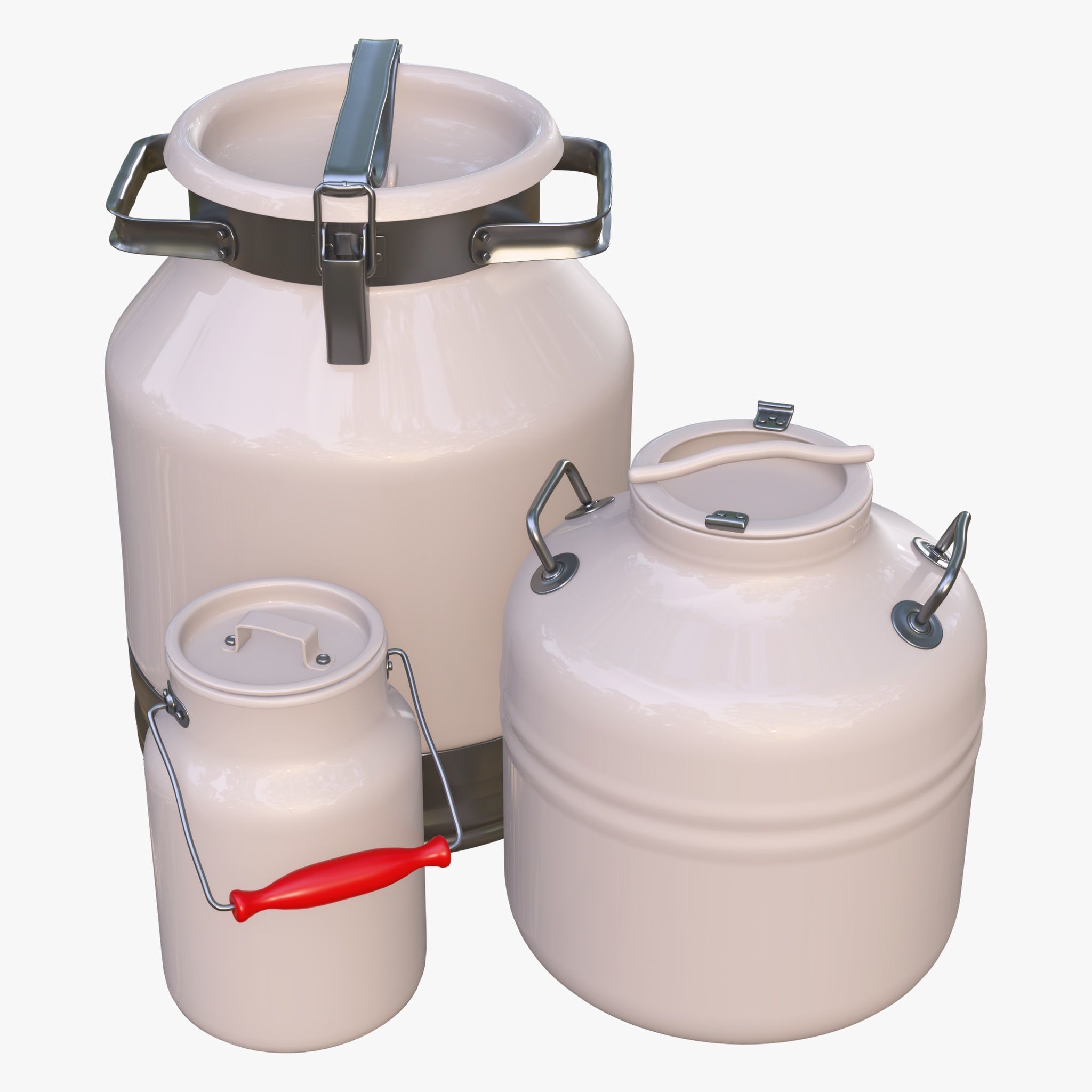 Milk Cans and Canister Set M1 3D model_2