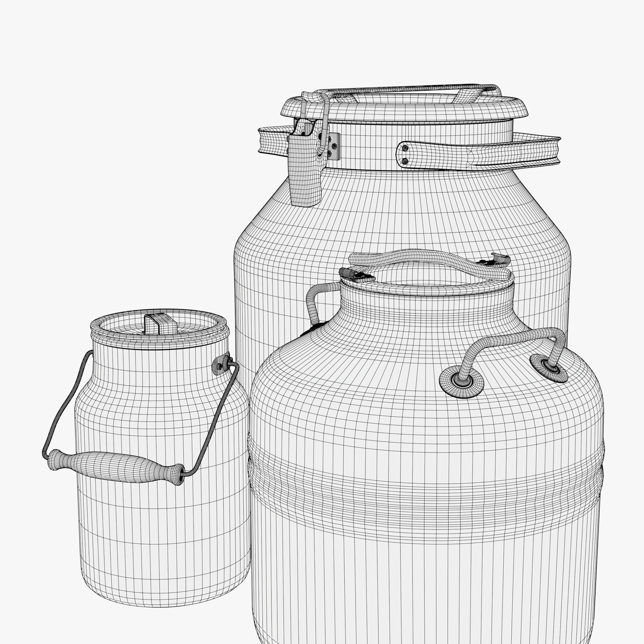Milk Cans and Canister Set M1 3D model_11