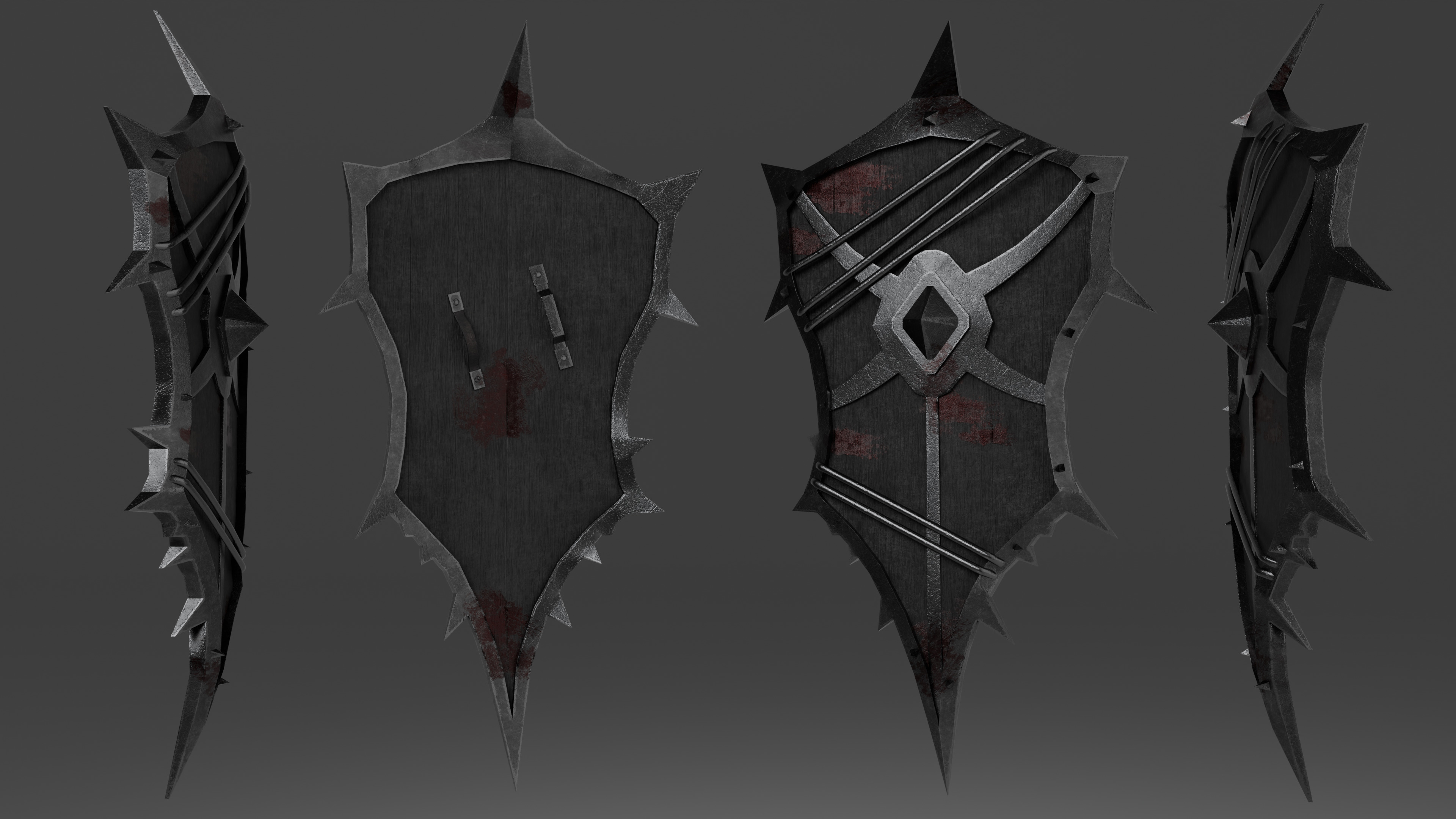 Shield and sword with 4 different textures Low-poly 3D model 3D Model Collection_12