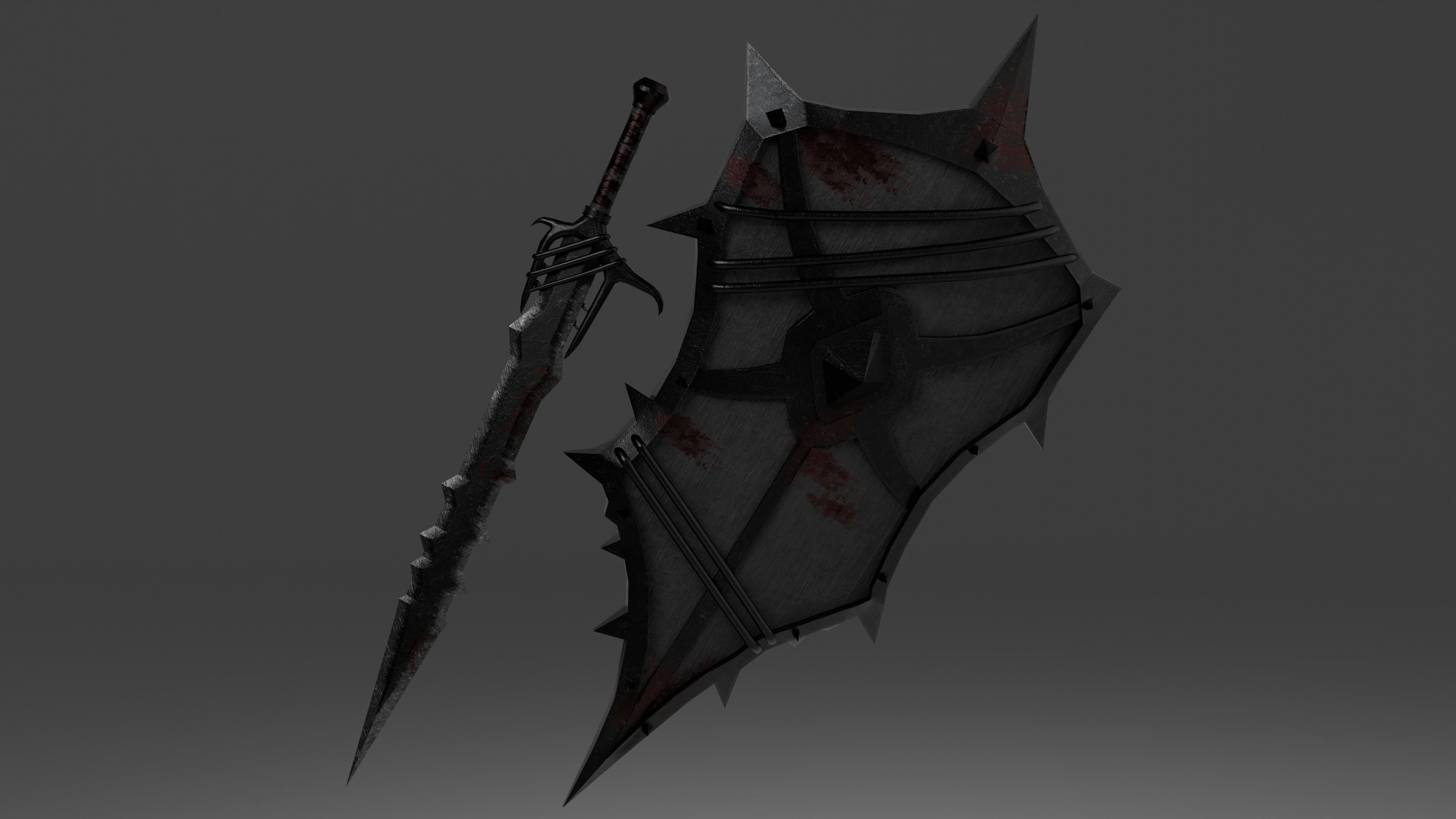 Shield and sword with 4 different textures Low-poly 3D model 3D Model Collection_3