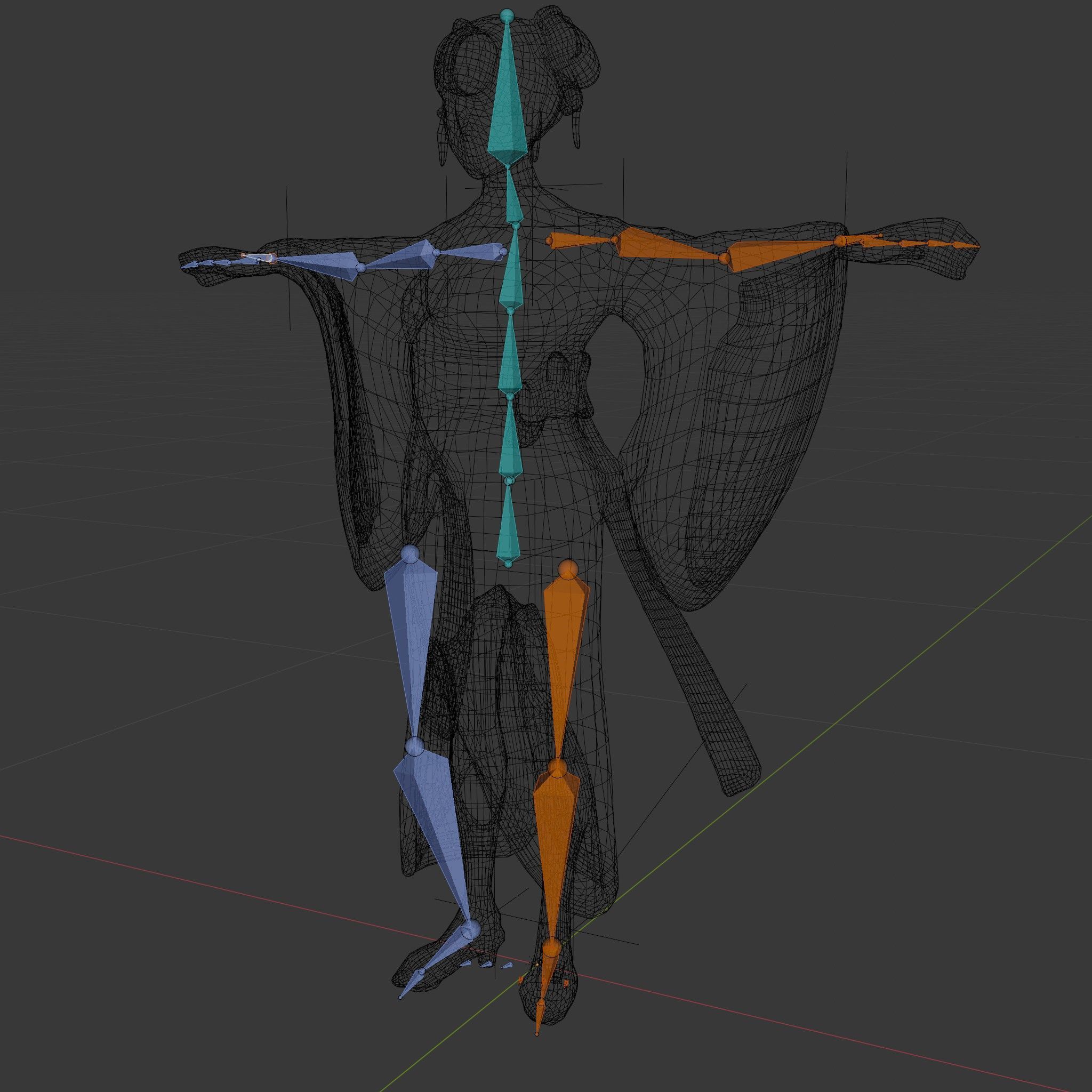 Rigged and Animated Elegant Kimono Character Model Low-poly 3D model_6