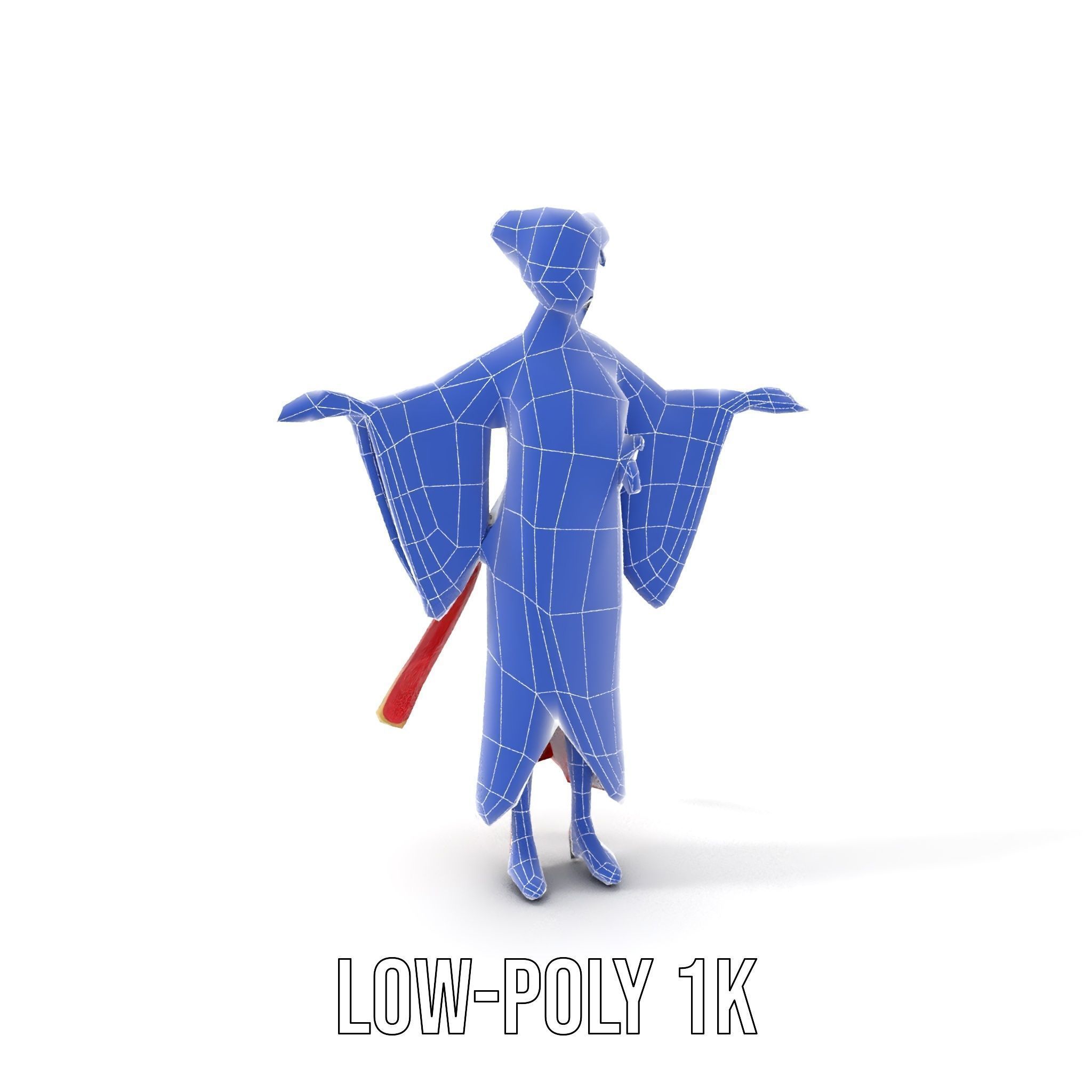 Rigged and Animated Elegant Kimono Character Model Low-poly 3D model_25