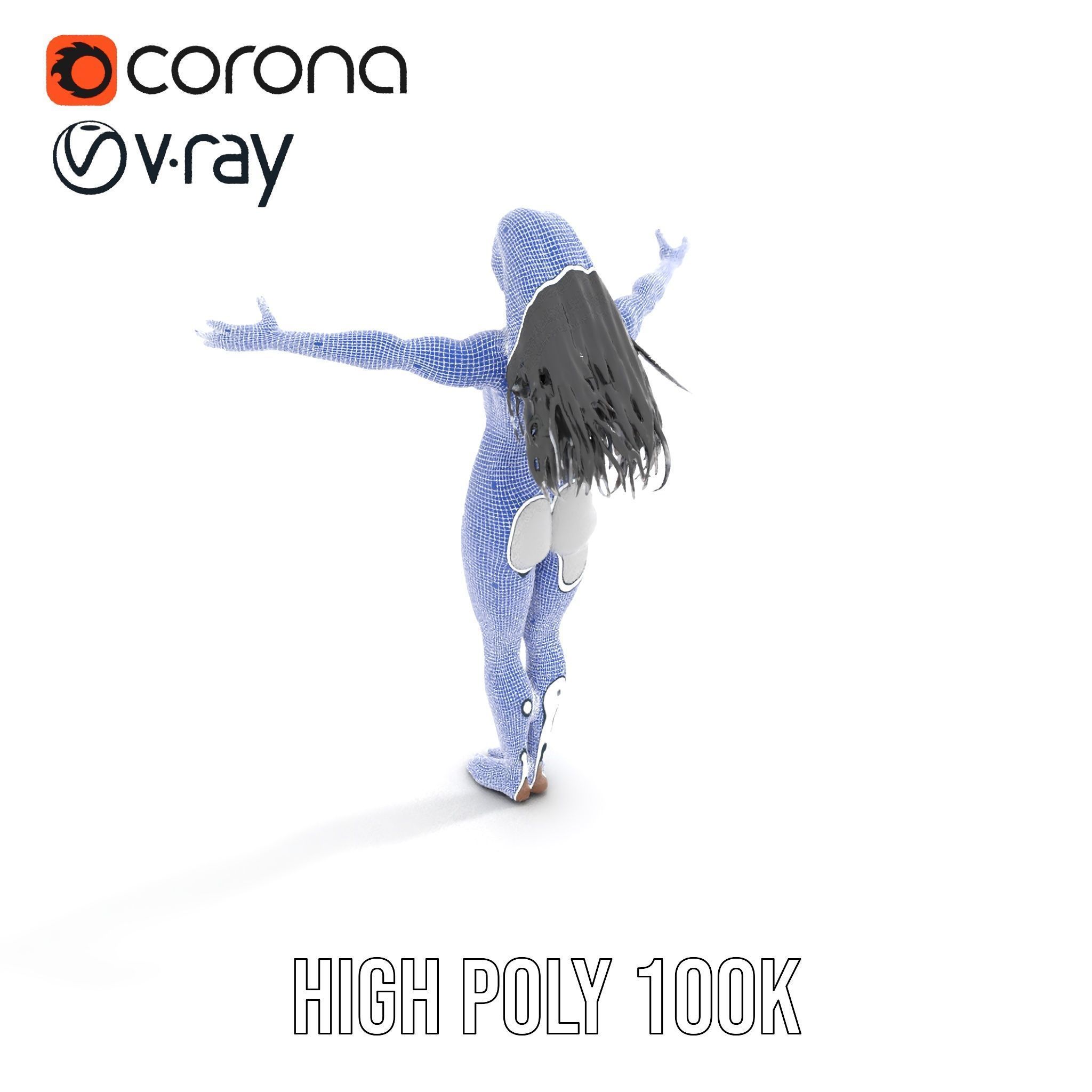 Futuristic Silver Bodysuit Woman Rigged and Animated D Chara... Low-poly 3D model_23