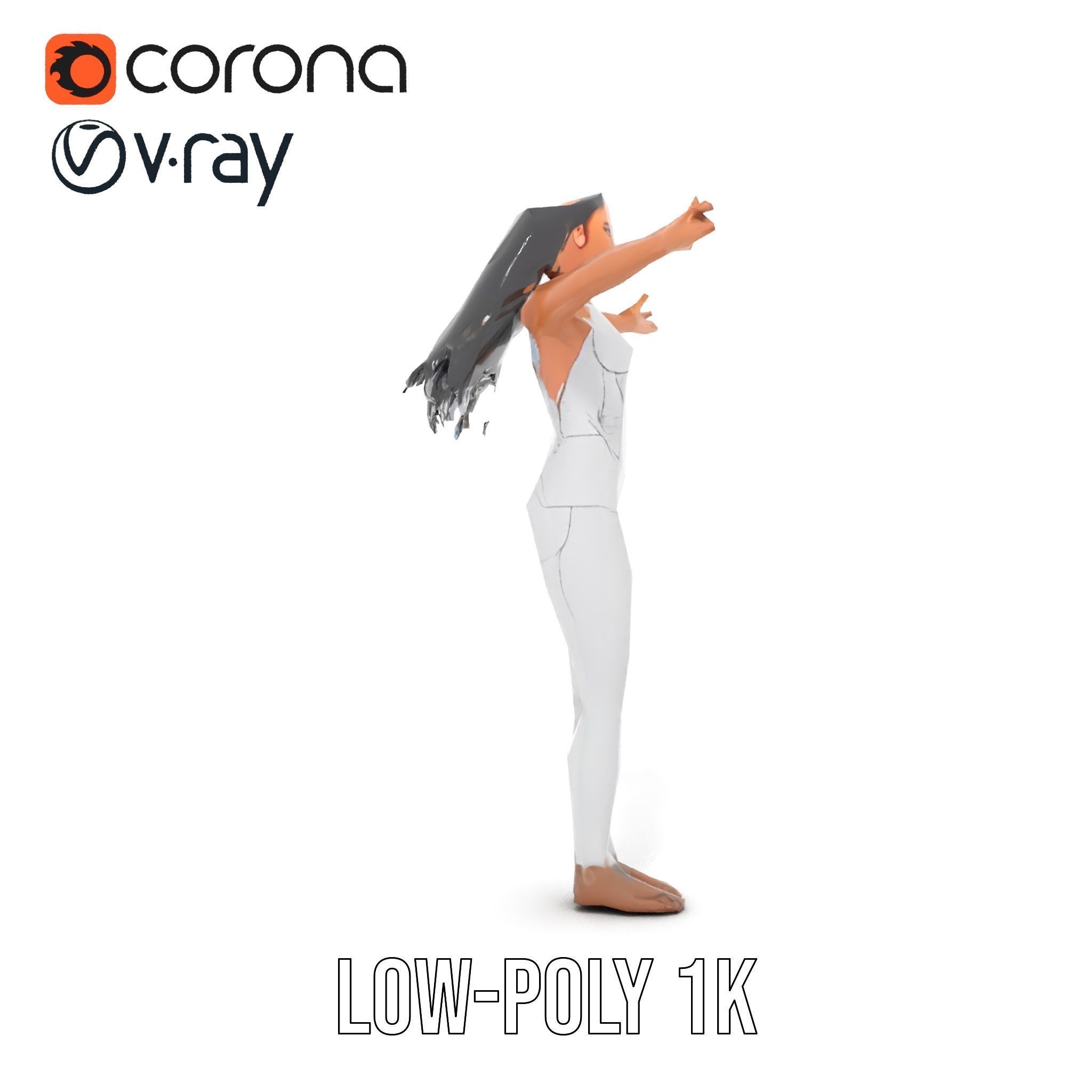 Futuristic Silver Bodysuit Woman Rigged and Animated D Chara... Low-poly 3D model_22