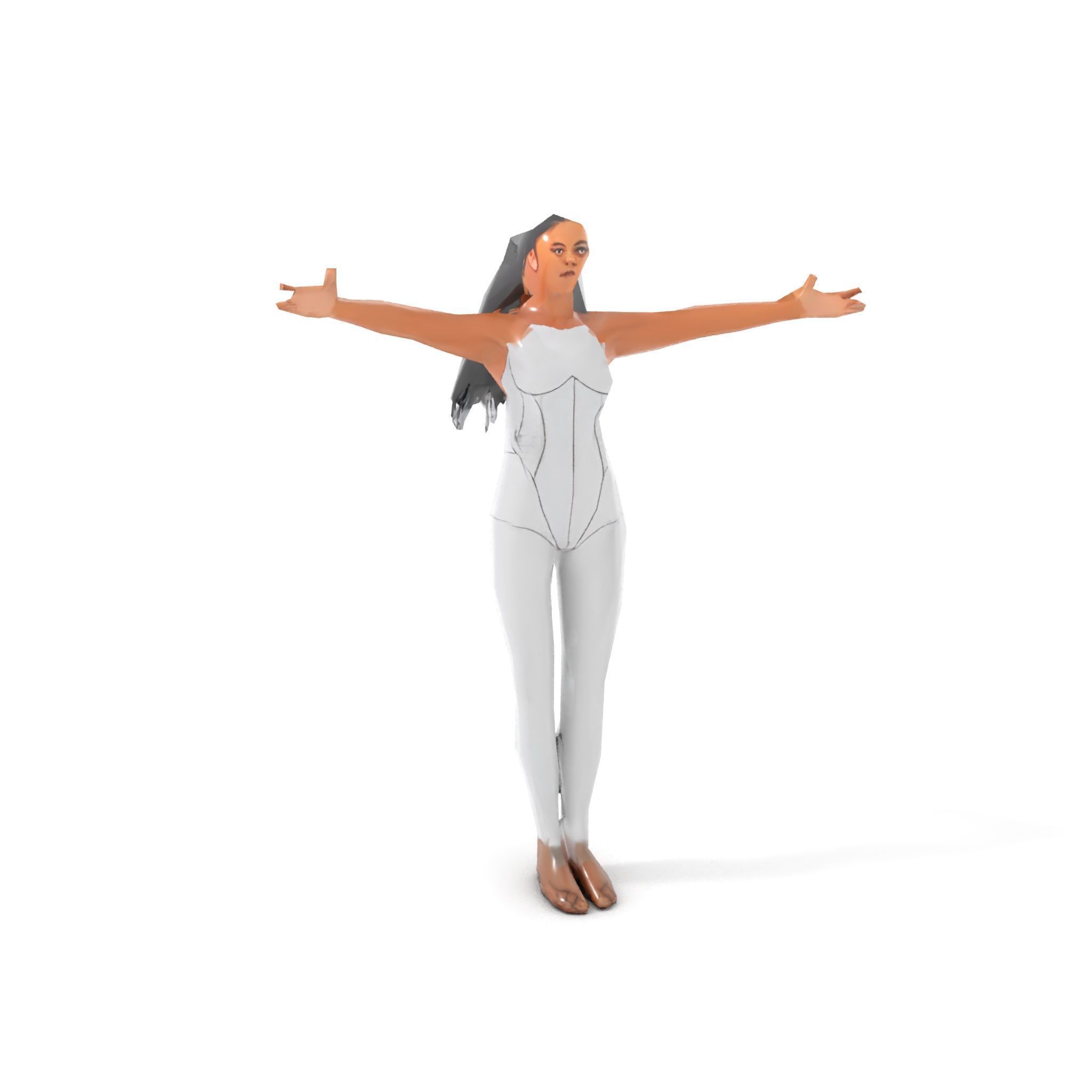 Futuristic Silver Bodysuit Woman Rigged and Animated D Chara... Low-poly 3D model_9