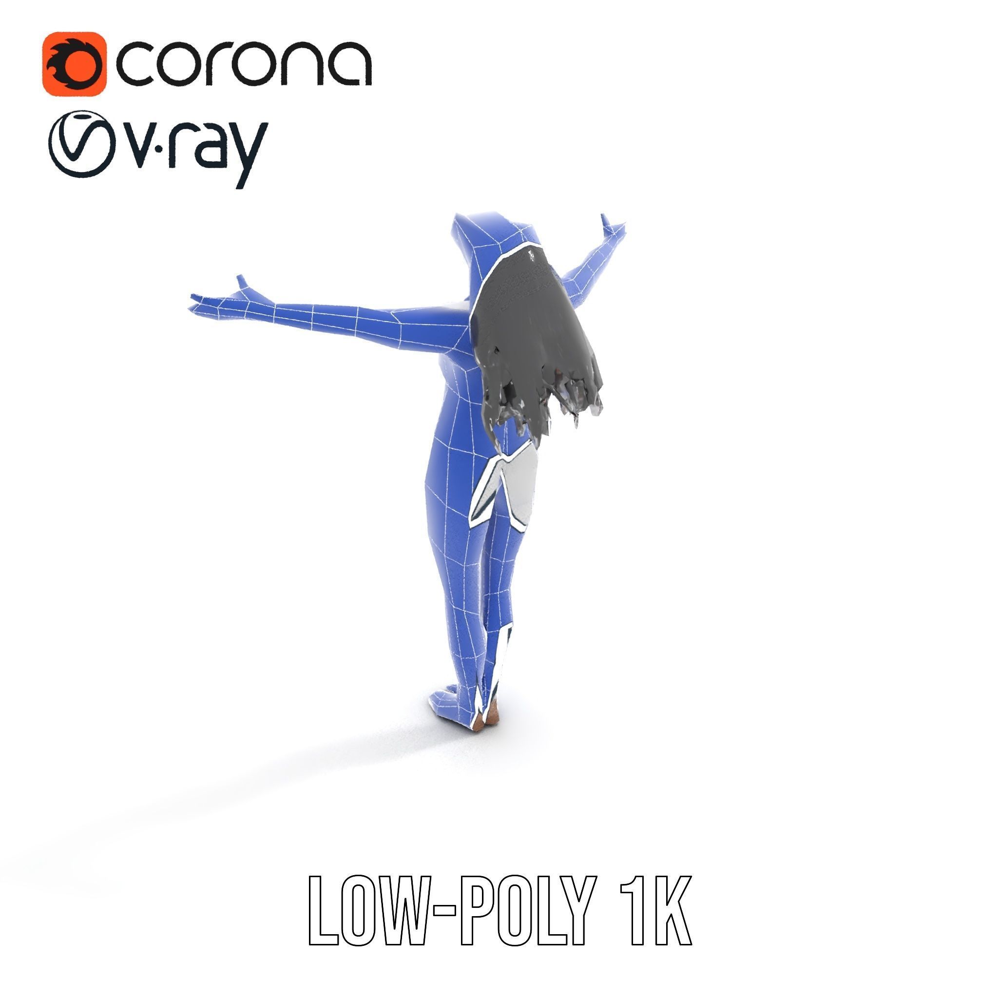 Futuristic Silver Bodysuit Woman Rigged and Animated D Chara... Low-poly 3D model_30