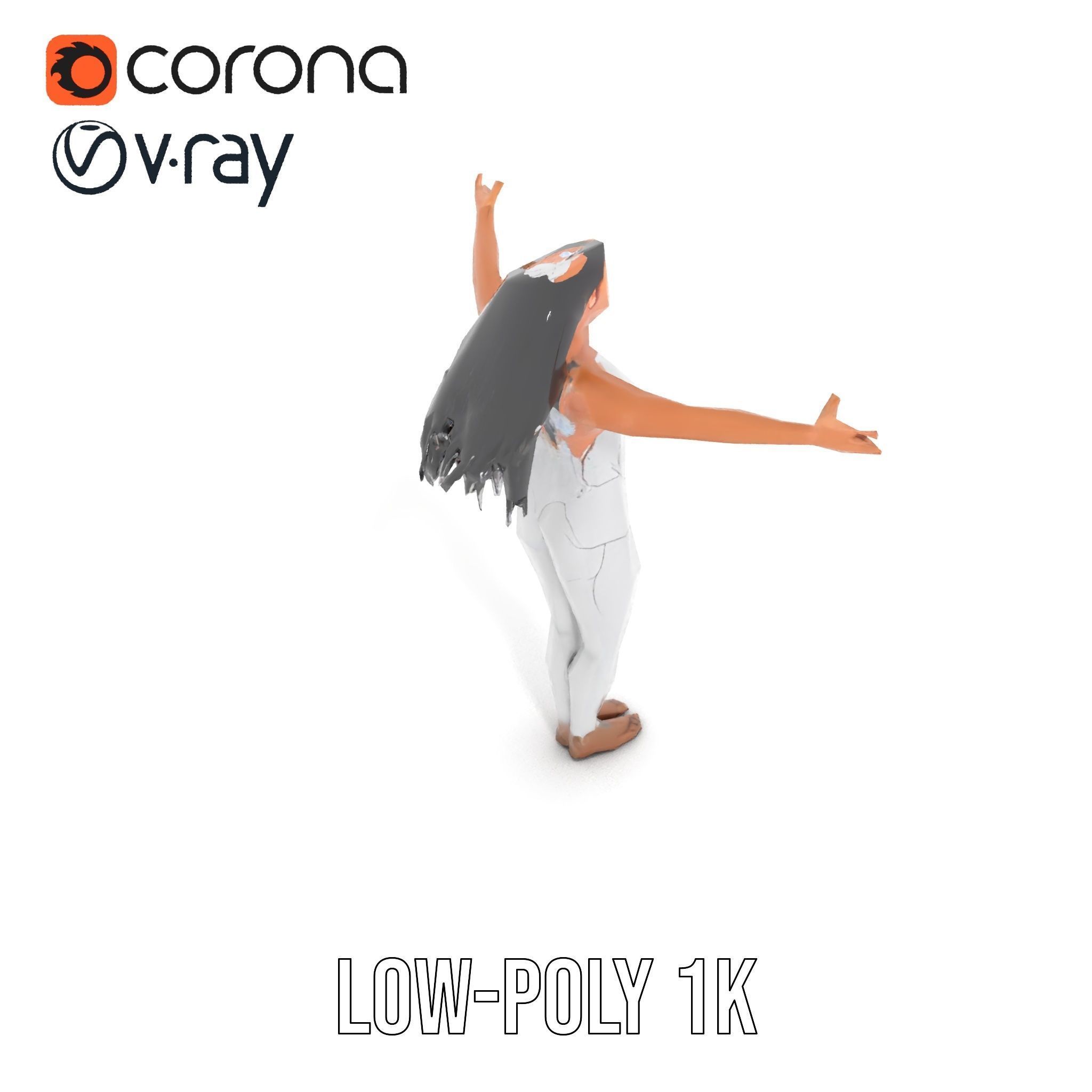 Futuristic Silver Bodysuit Woman Rigged and Animated D Chara... Low-poly 3D model_7