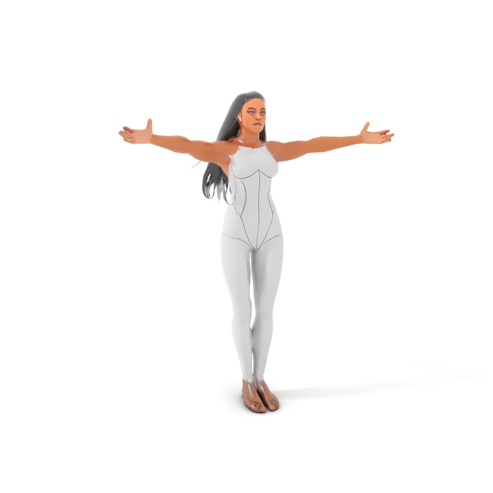 Futuristic Silver Bodysuit Woman Rigged and Animated D Chara... Low-poly 3D model_13