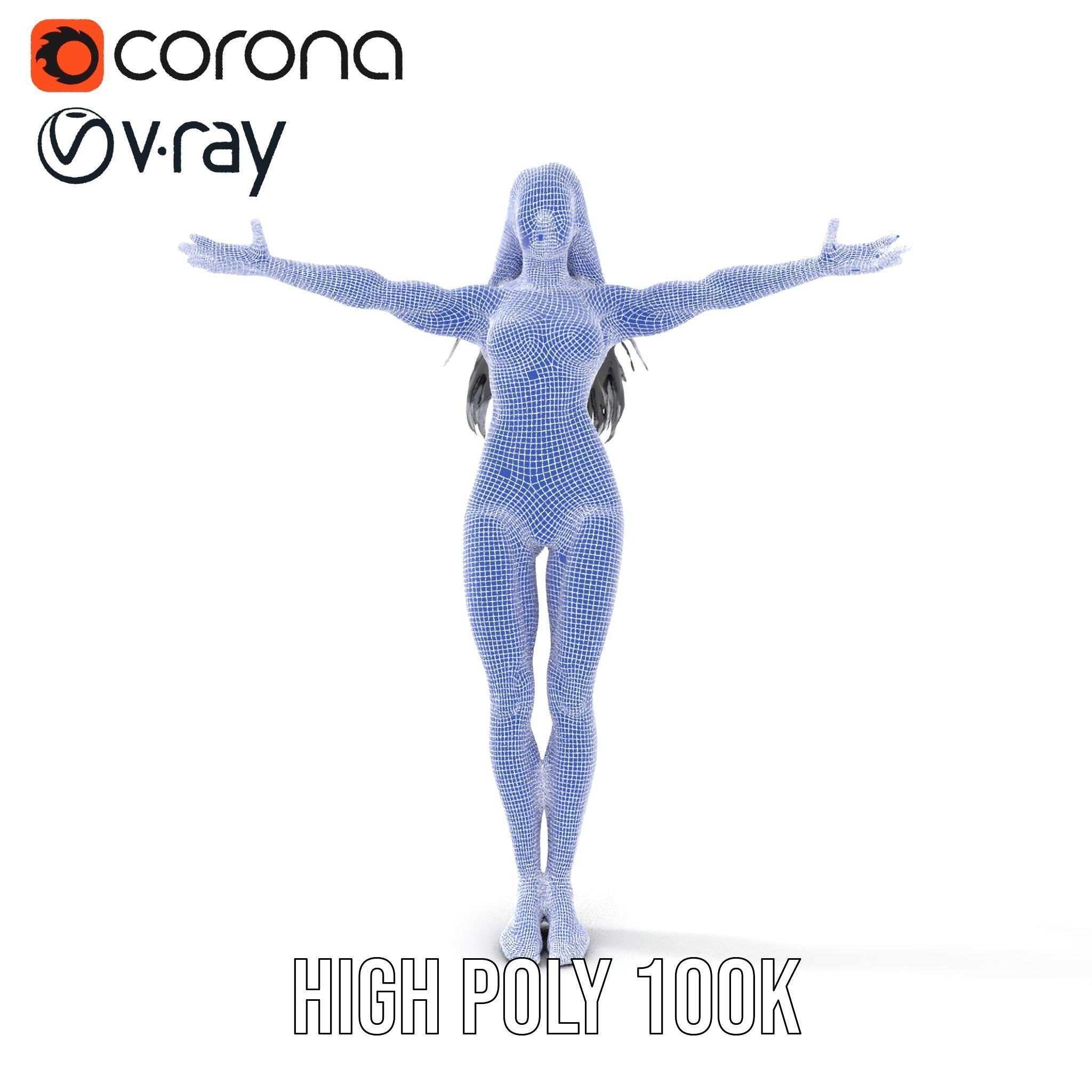 Futuristic Silver Bodysuit Woman Rigged and Animated D Chara... Low-poly 3D model_36