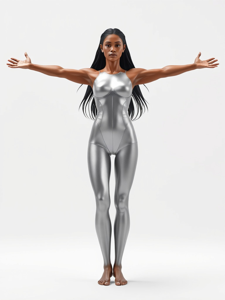 Futuristic Silver Bodysuit Woman Rigged and Animated D Chara... Low-poly 3D model_2