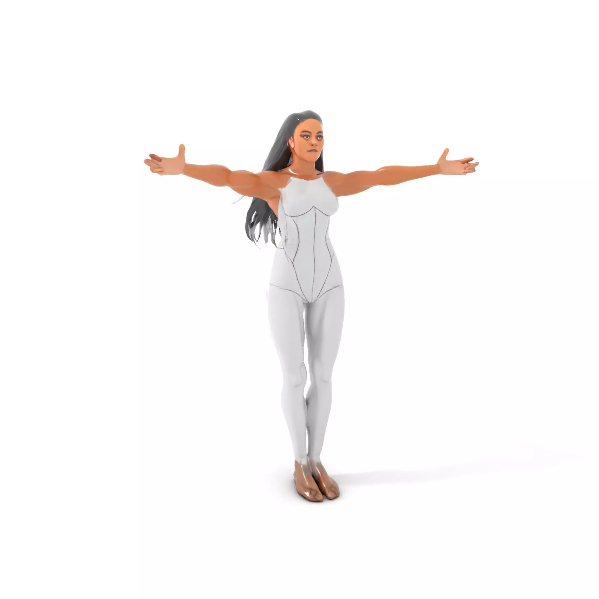 Futuristic Silver Bodysuit Woman Rigged and Animated D Chara... Low-poly 3D model_0