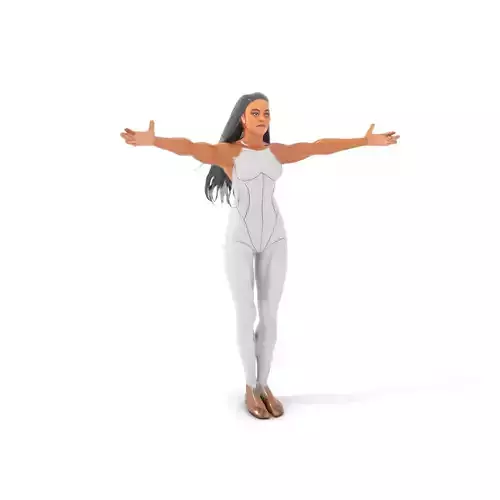 Futuristic Silver Bodysuit Woman  Rigged and Animated D Chara... Low-poly 3D model