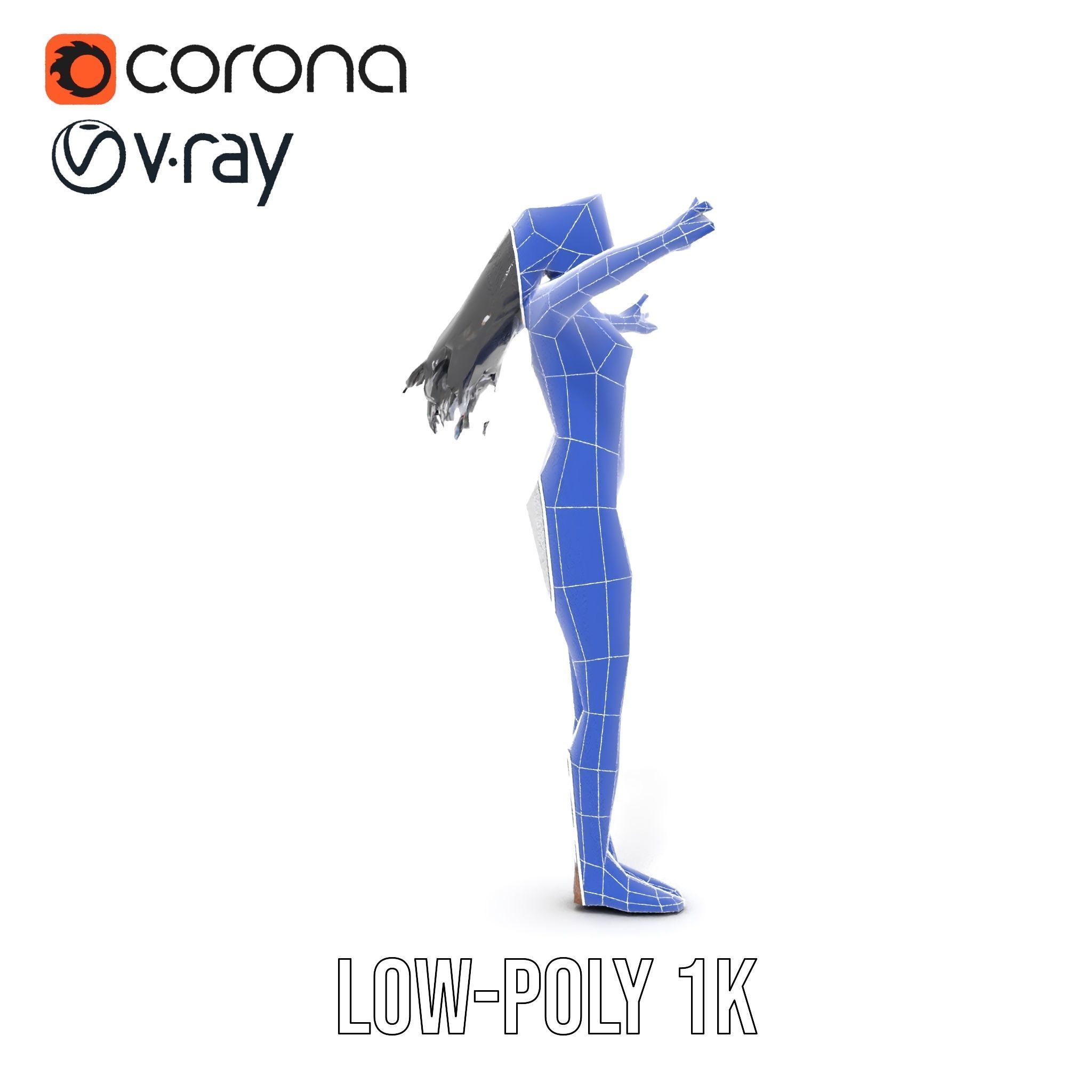 Futuristic Silver Bodysuit Woman Rigged and Animated D Chara... Low-poly 3D model_28