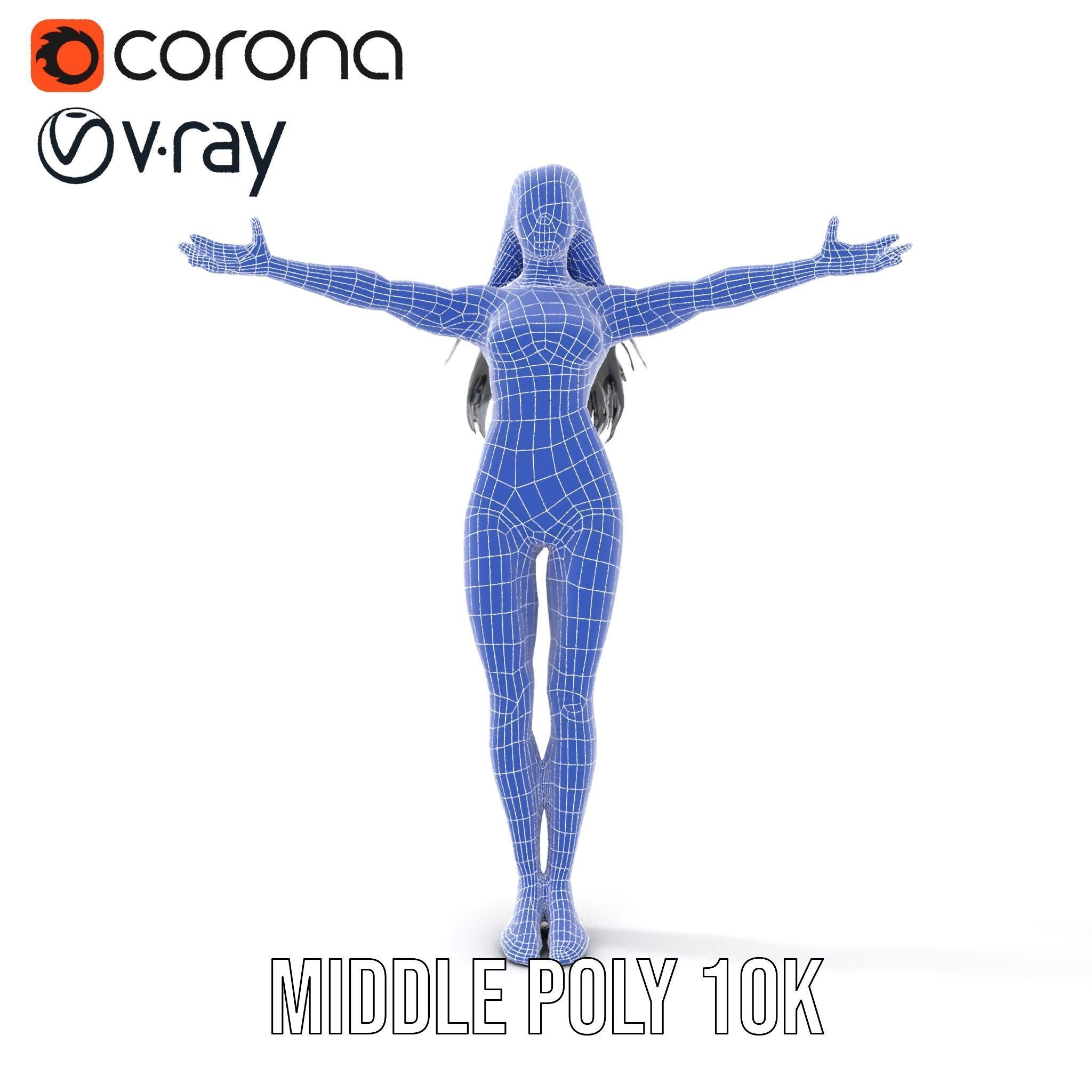 Futuristic Silver Bodysuit Woman Rigged and Animated D Chara... Low-poly 3D model_27