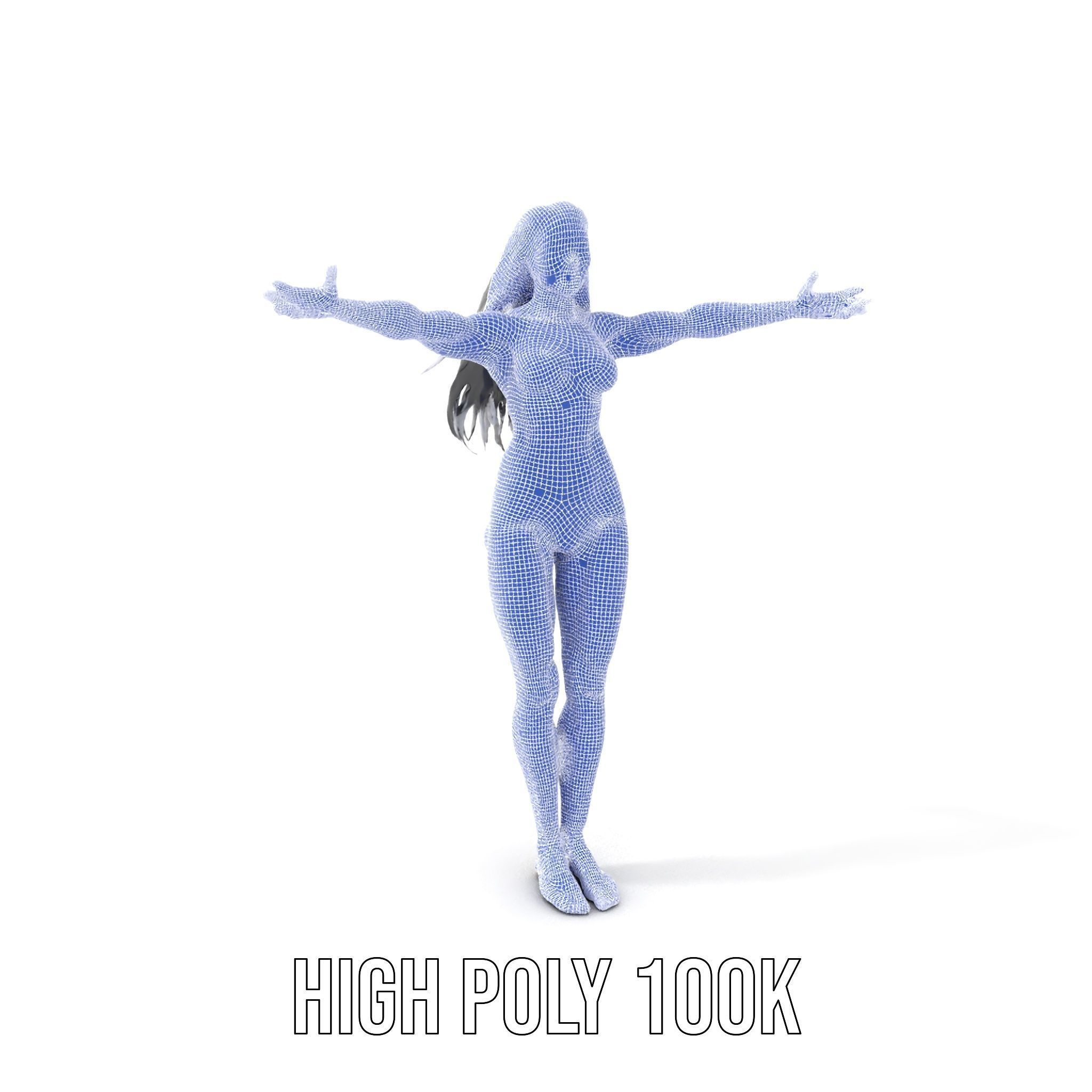 Futuristic Silver Bodysuit Woman Rigged and Animated D Chara... Low-poly 3D model_4