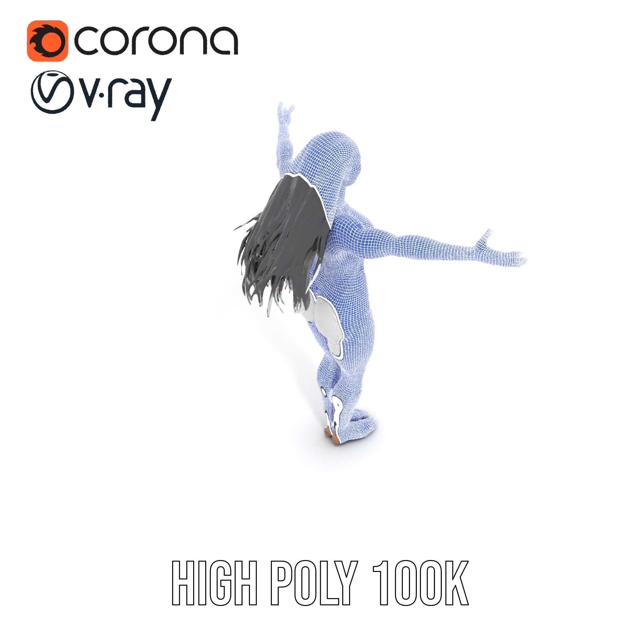 Futuristic Silver Bodysuit Woman Rigged and Animated D Chara... Low-poly 3D model_33