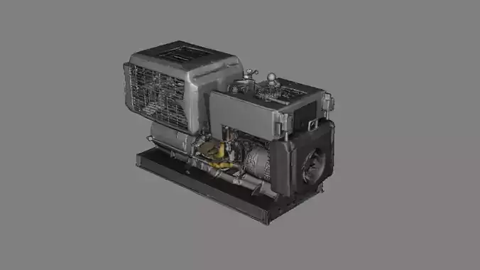 Industrial Diesel Generator Assembled and Exploded  Low Poly 