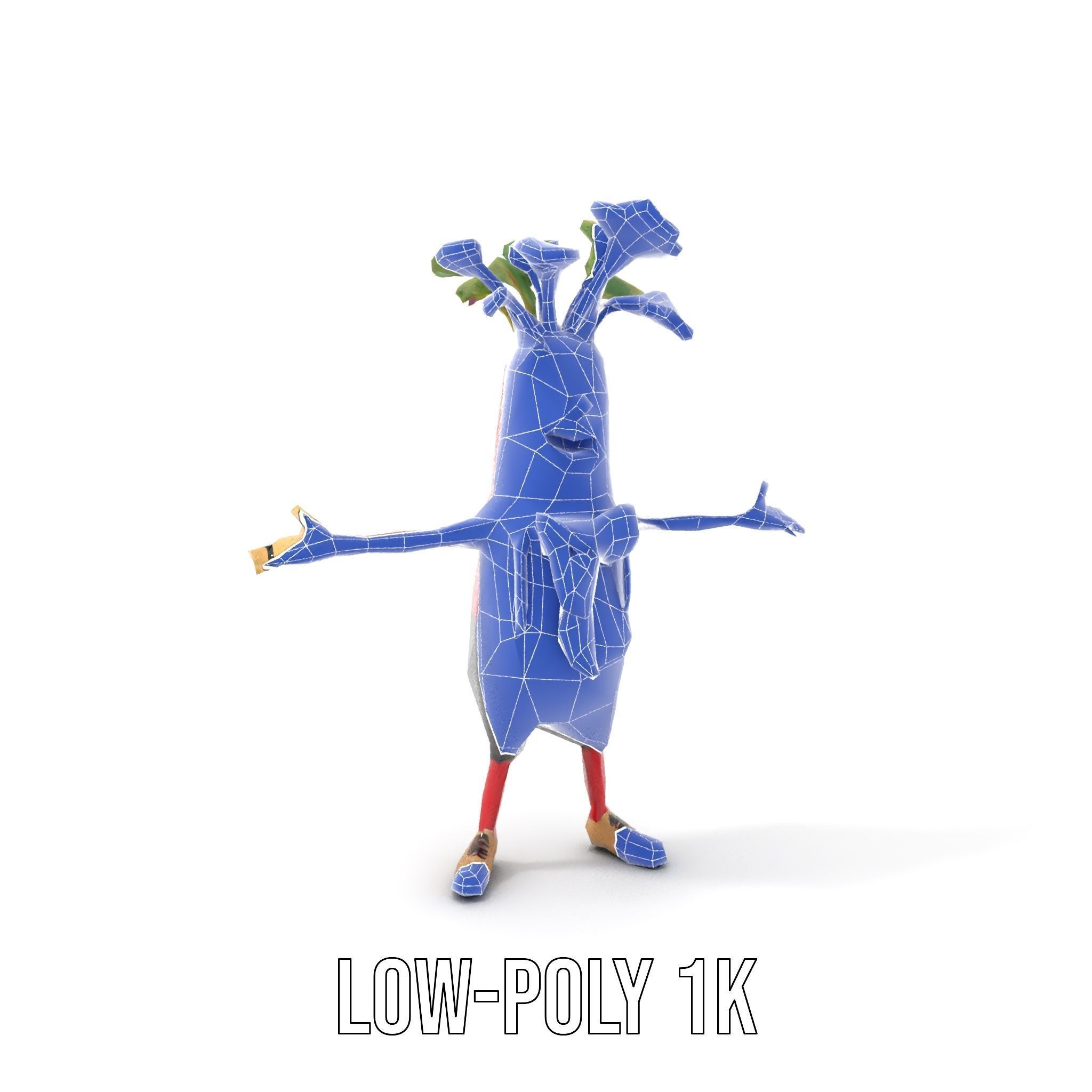 Animated Radish Character with Polka Dot Scarf Rigged and Ani... Low-poly 3D model_16