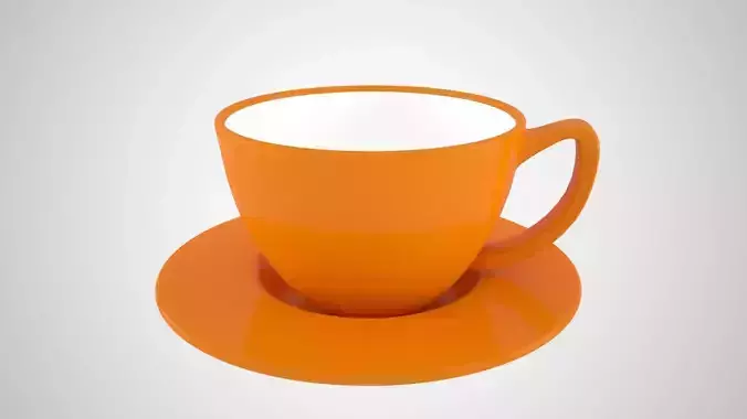 Coffee Cup Saucer Tangerine Color