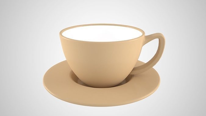 Coffee Cup Saucer Tan Color 3D model