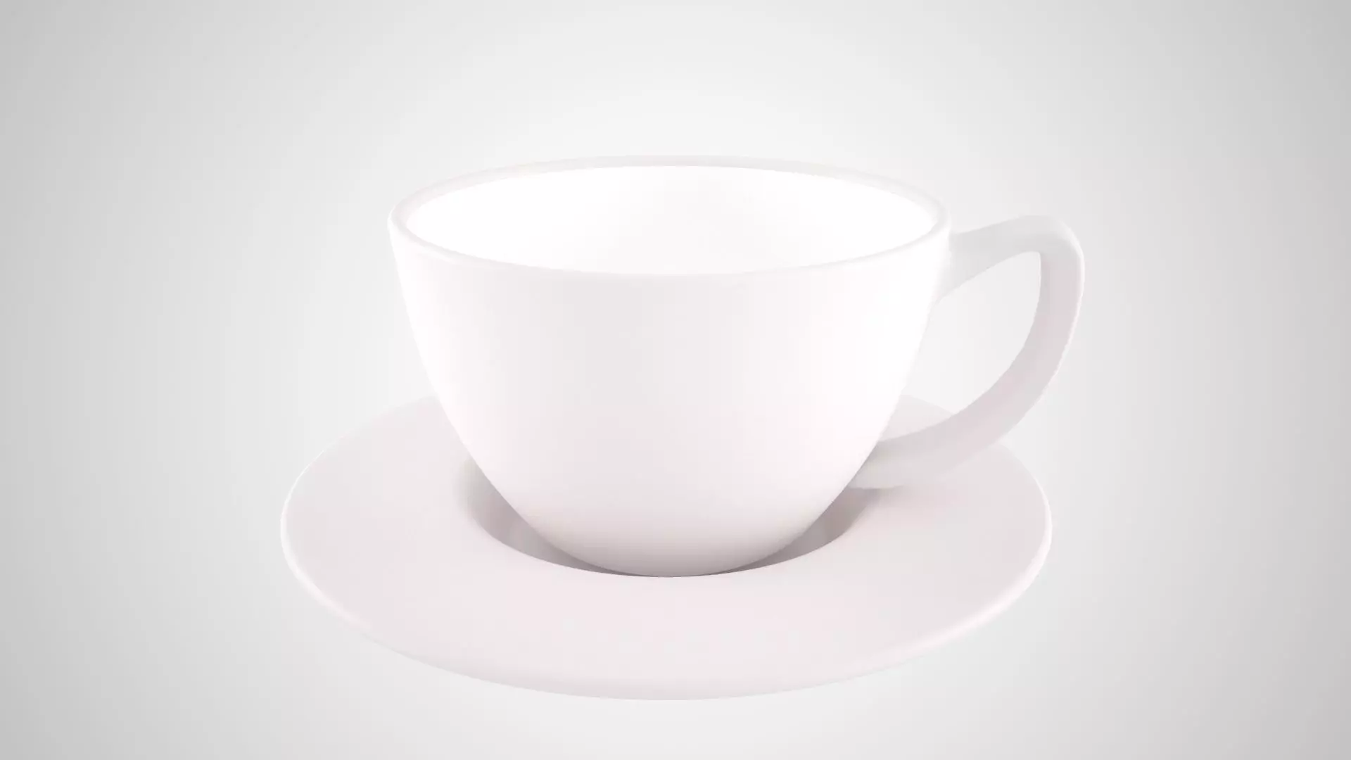 Coffee Cup Saucer Snow White Color 3D model