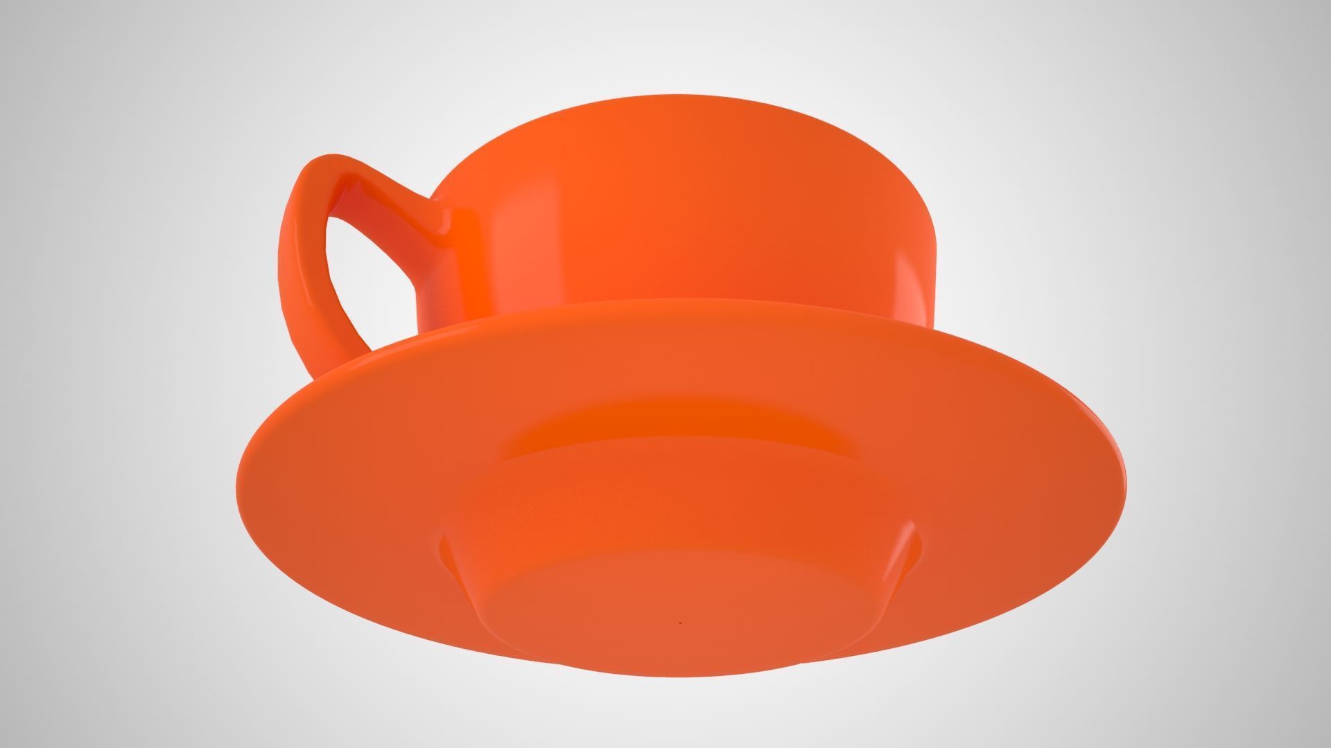 Coffee Cup Saucer Neon Orange Color 3D model_2