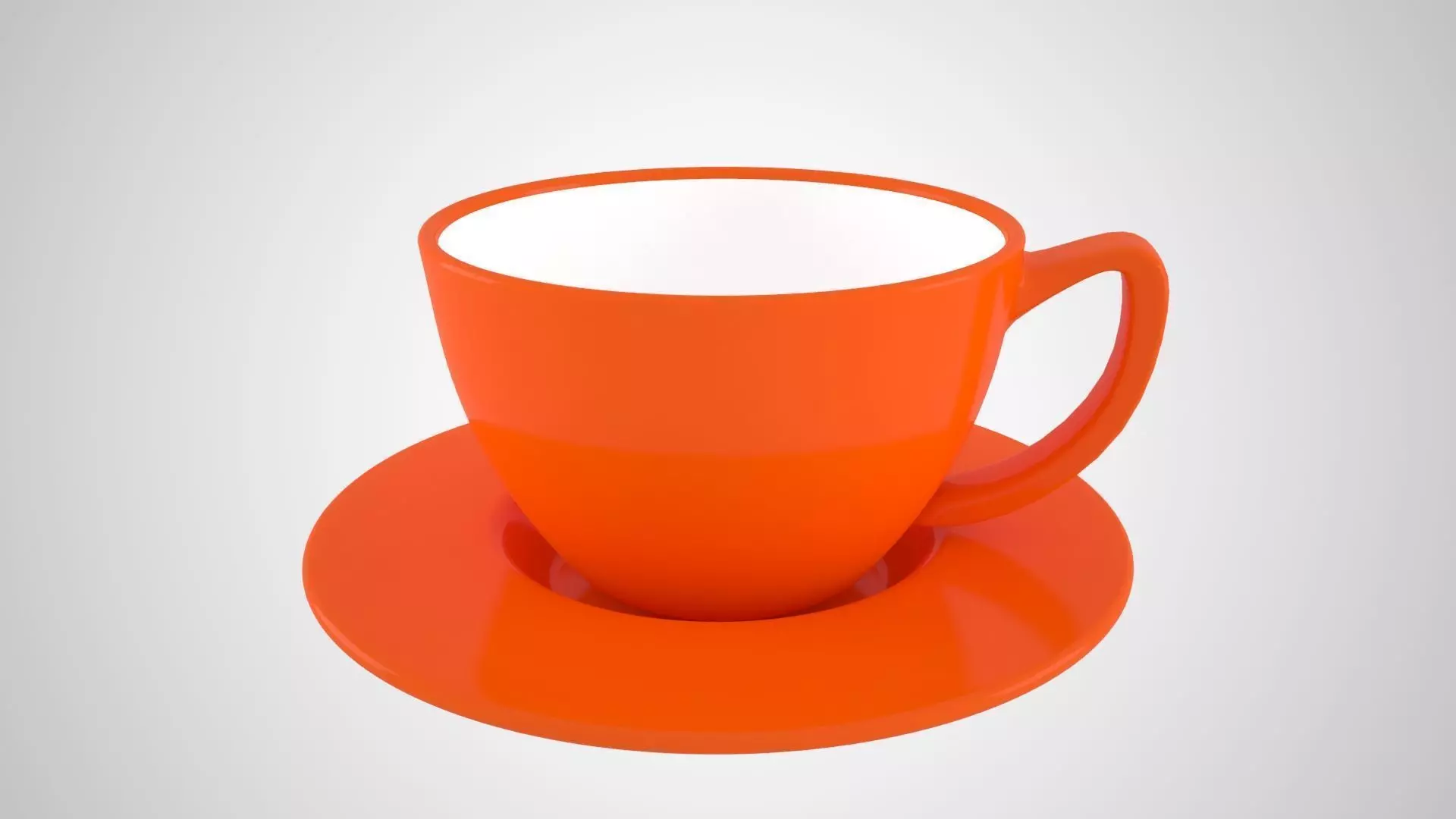 Coffee Cup Saucer Neon Orange Color 3D model_0