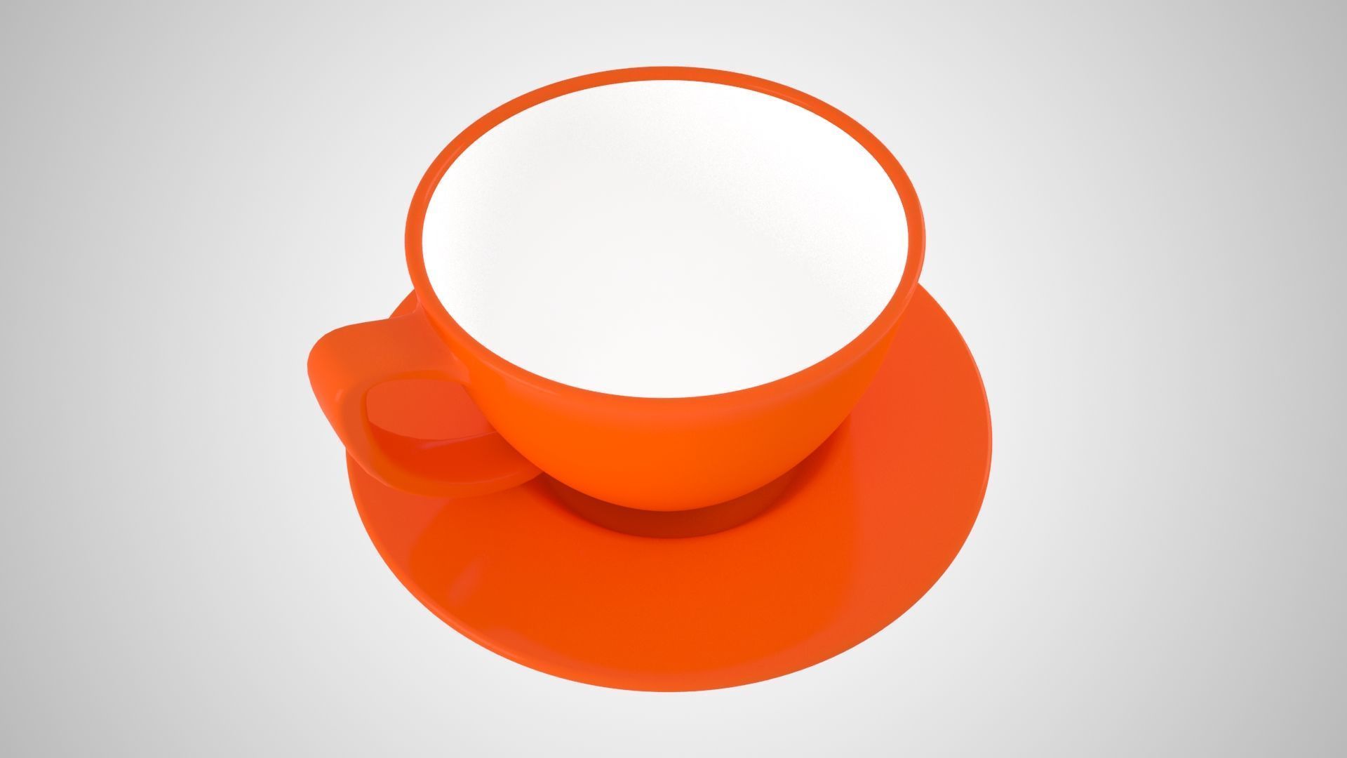 Coffee Cup Saucer Neon Orange Color 3D model_3
