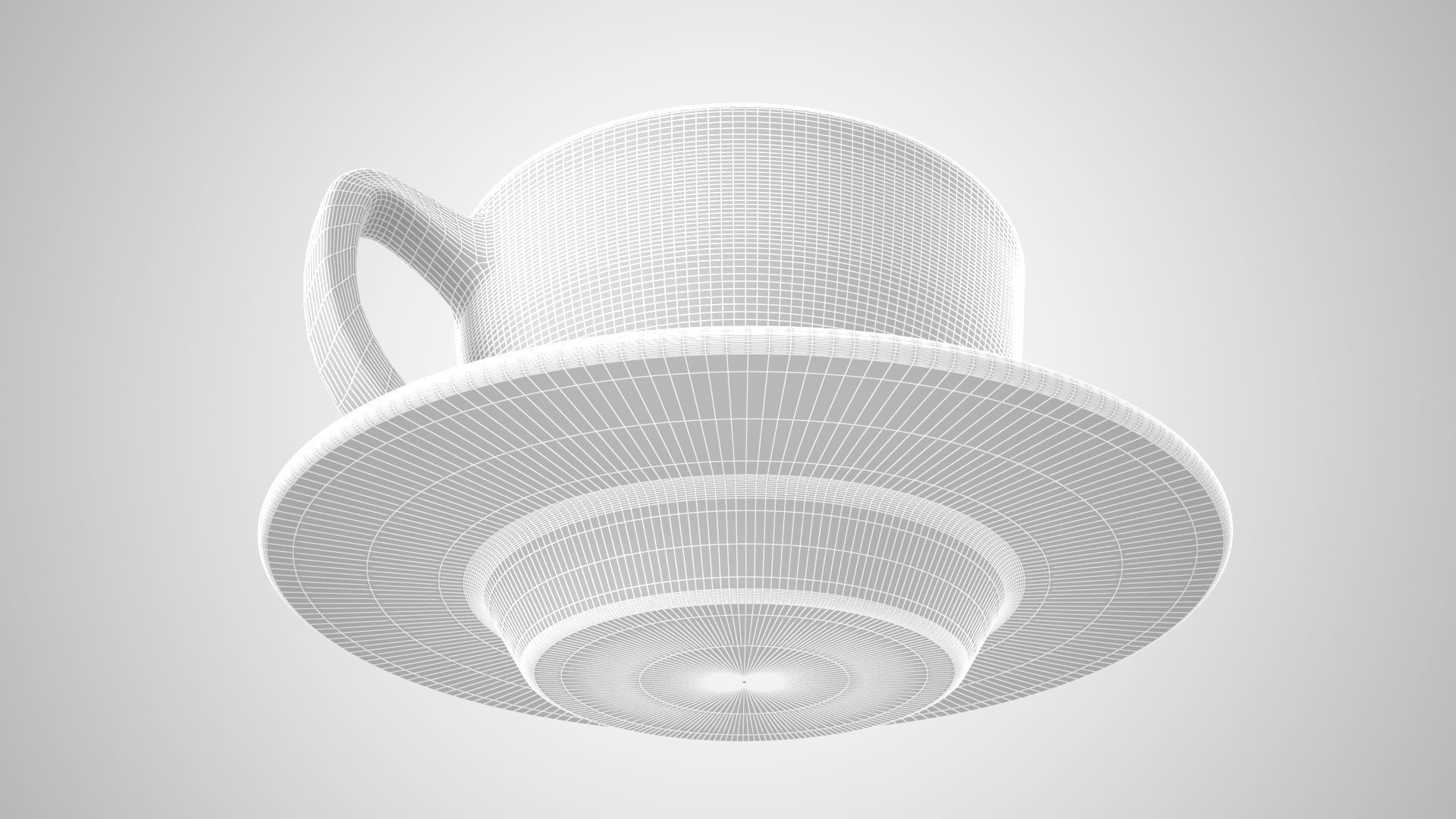 Coffee Cup Saucer Neon Orange Color 3D model_6