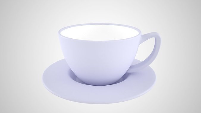 Coffee Cup Saucer Lavender Color 3D model
