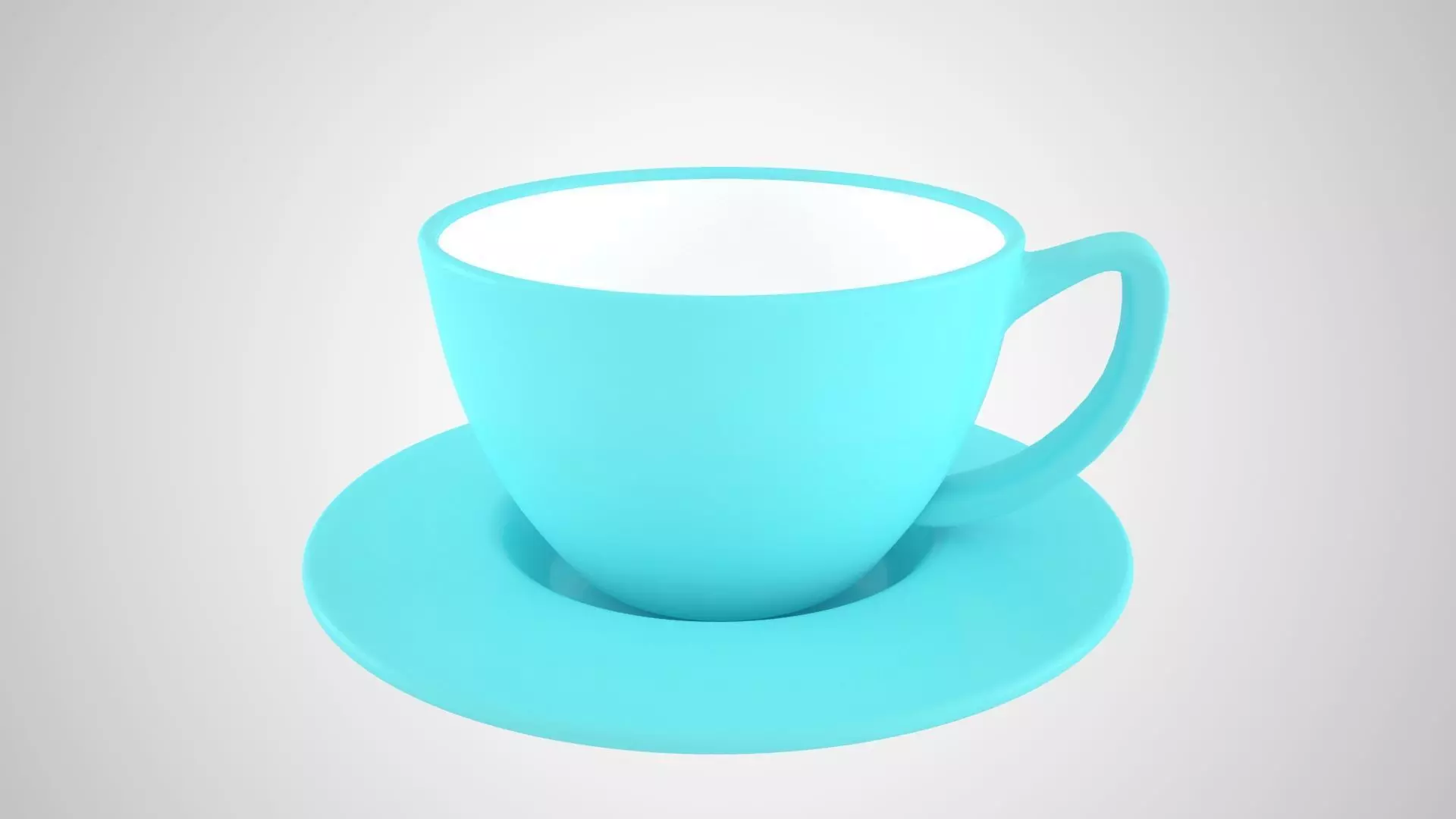 Coffee Cup Saucer Electric Blue Color 3D model_0