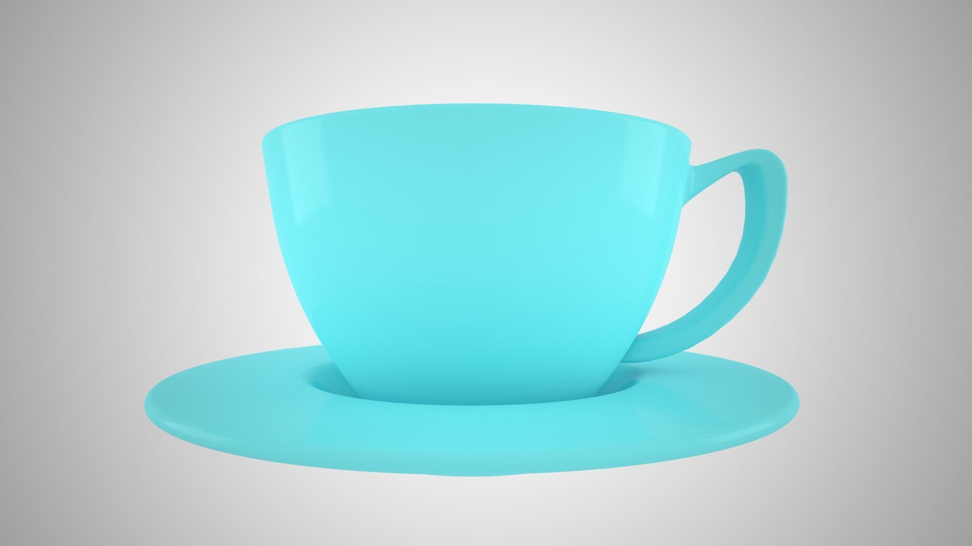 Coffee Cup Saucer Electric Blue Color 3D model_4